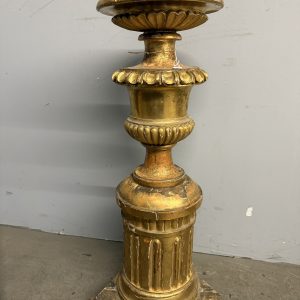Antica base colonna dorata foglia oro impero '800, 80x37x31cm