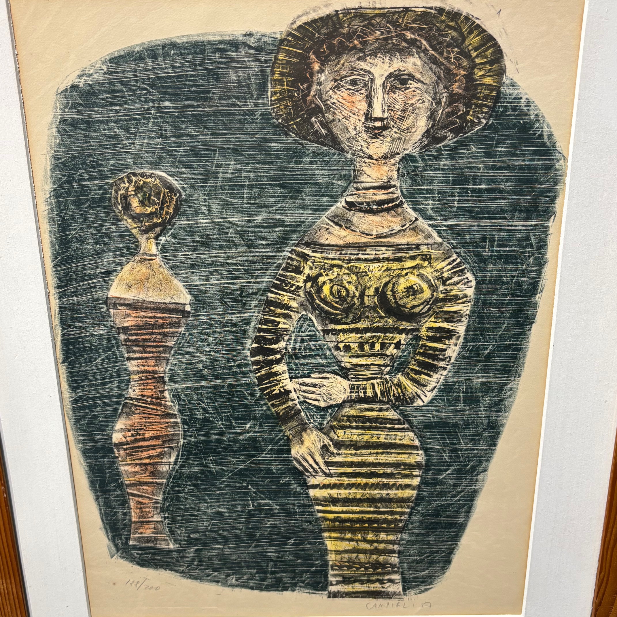 Opera di Massimo Campigli dell’ anno 1957. Litografia a colori 48 x 35,50 - immagine 11