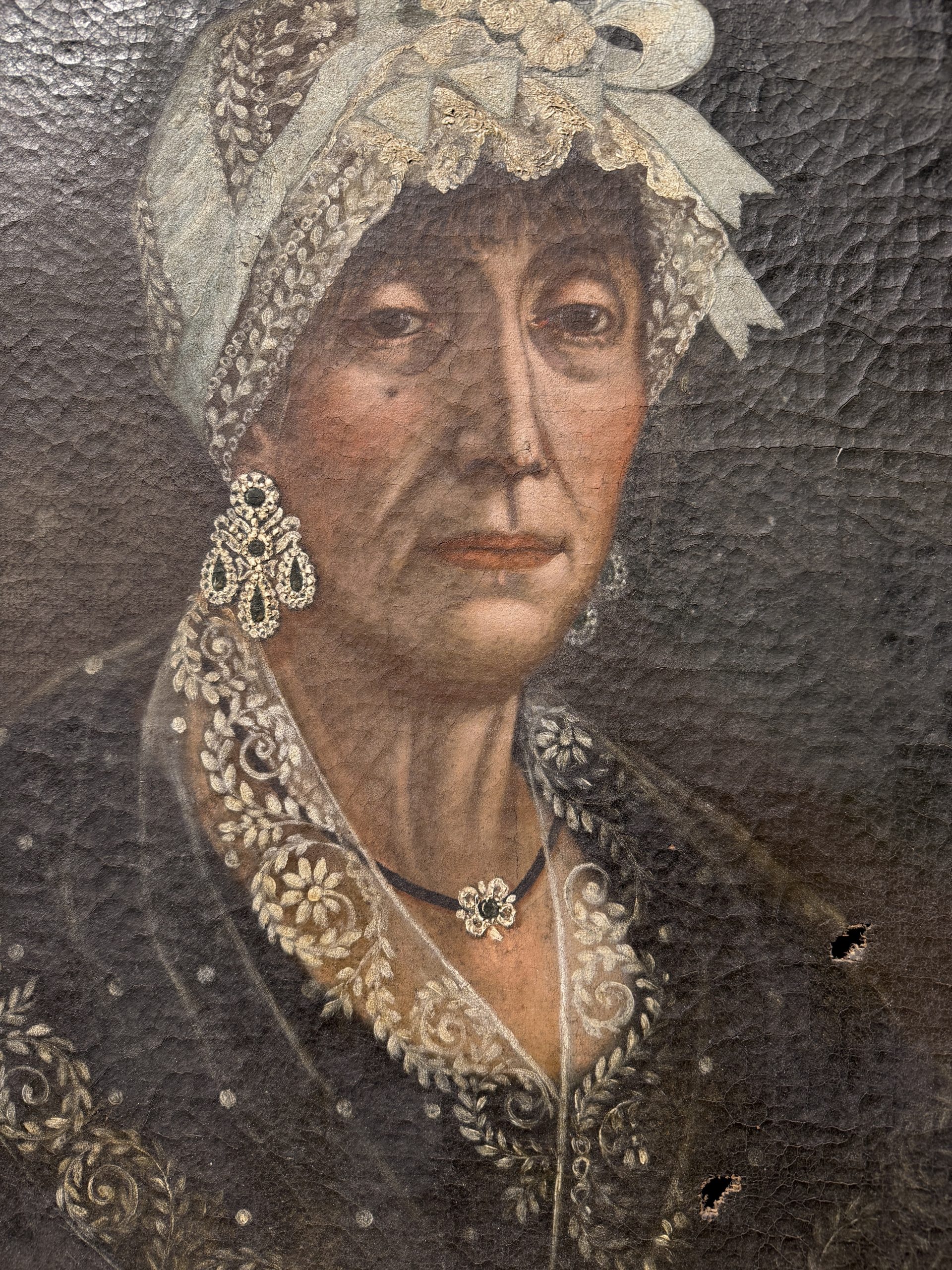 Antico dipinto olio su tela Dama XVIII sec, 71x53cm - immagine 4
