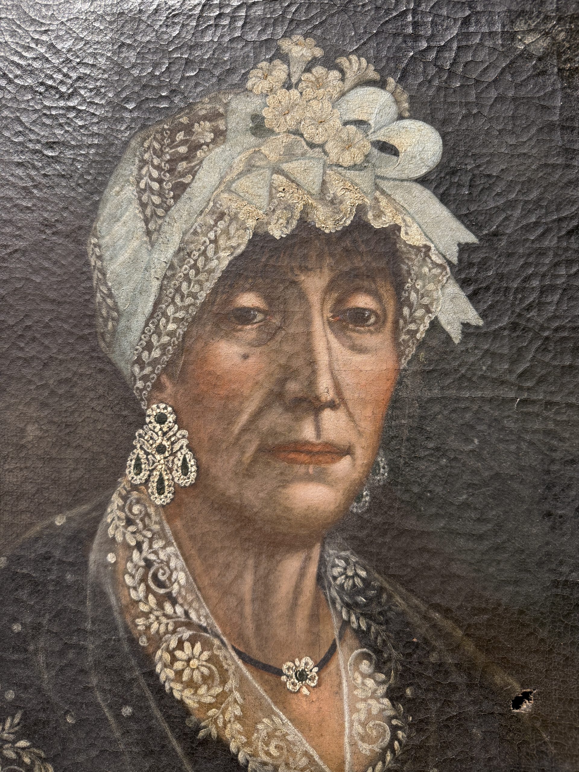 Antico dipinto olio su tela Dama XVIII sec, 71x53cm - immagine 5