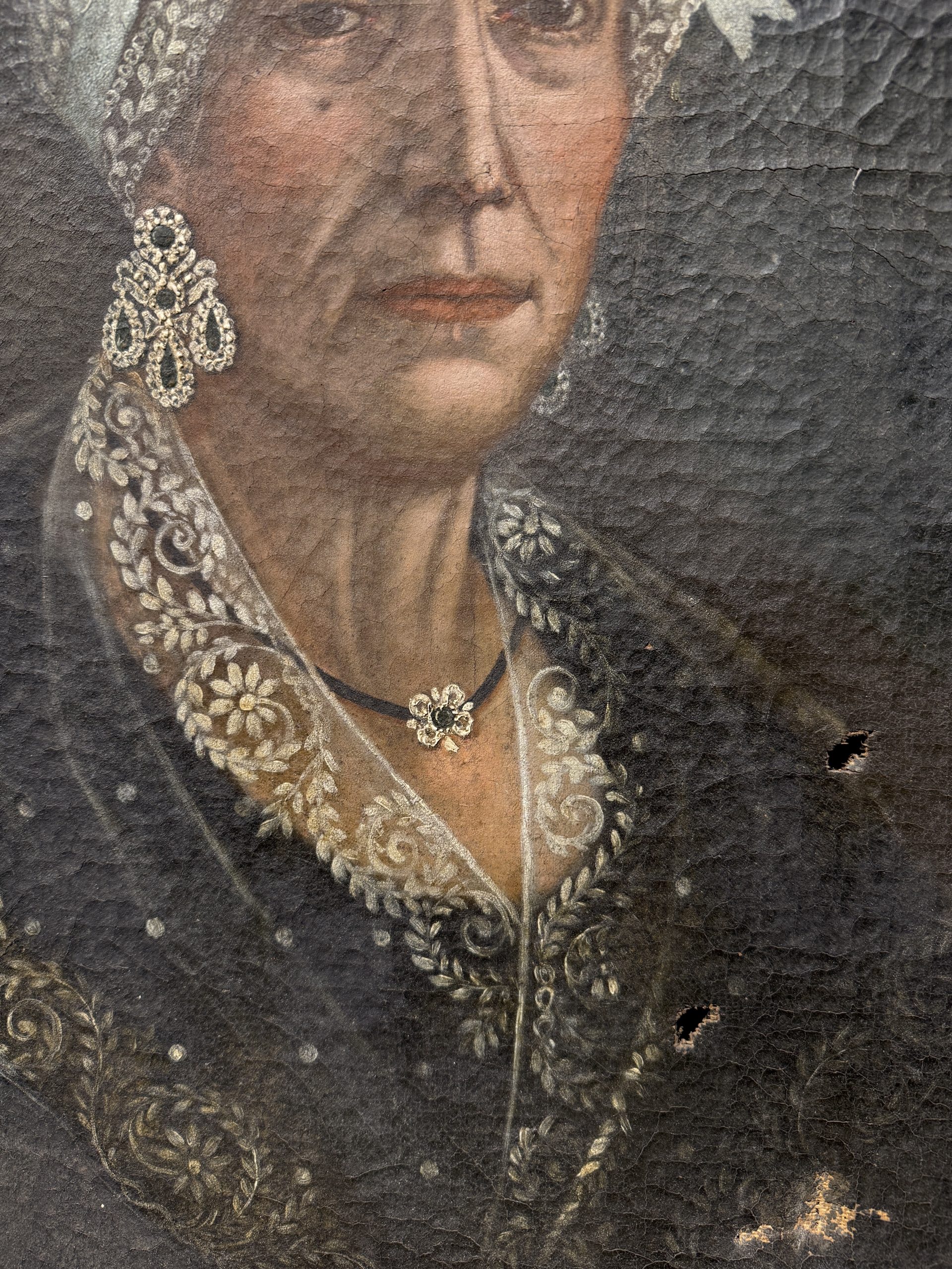 Antico dipinto olio su tela Dama XVIII sec, 71x53cm - immagine 6
