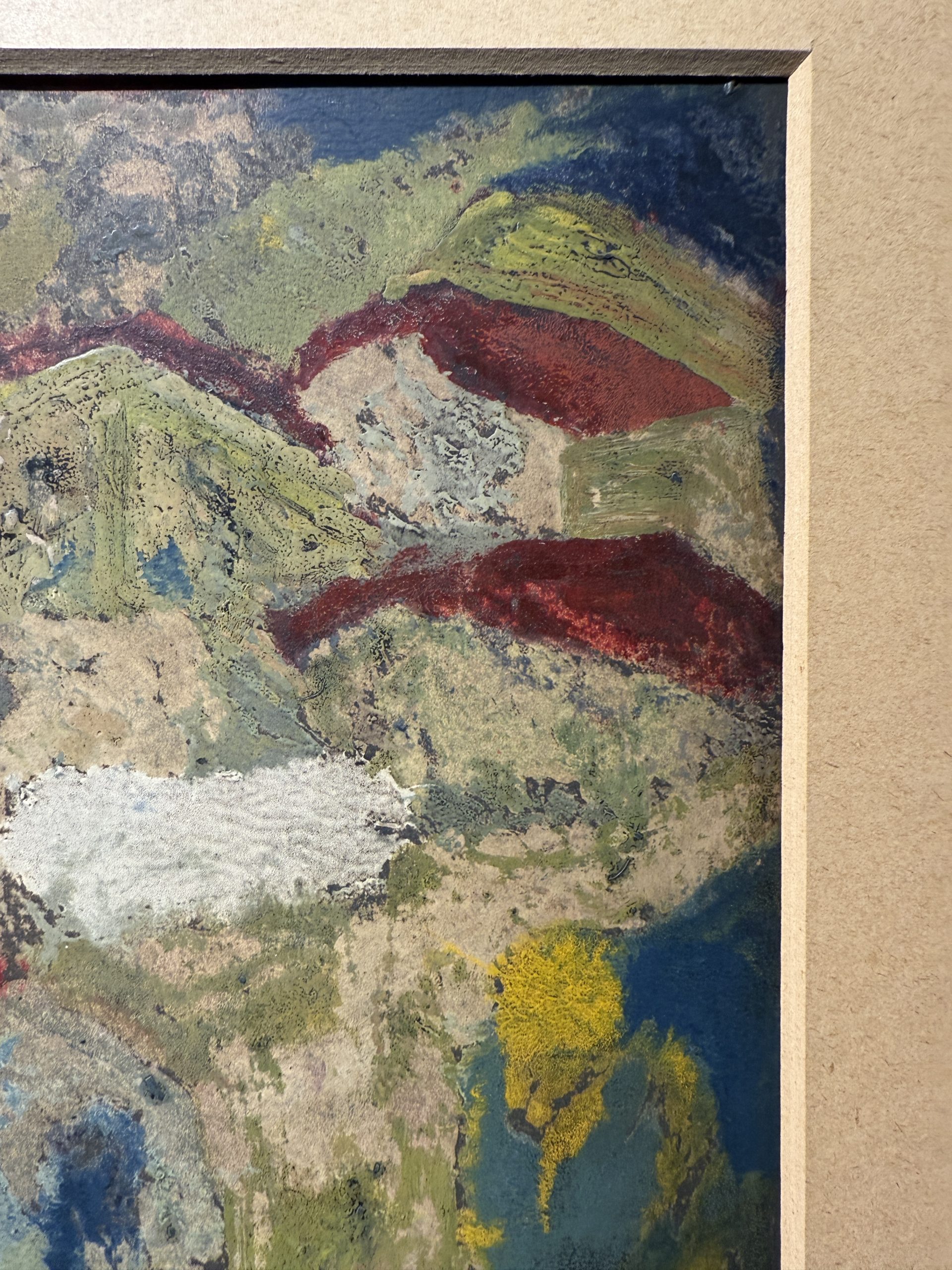 Dipinto ad olio su cartone, Giuseppe Serafini 1960 raffigurante ragazza con borgo, 67x87cm - immagine 6