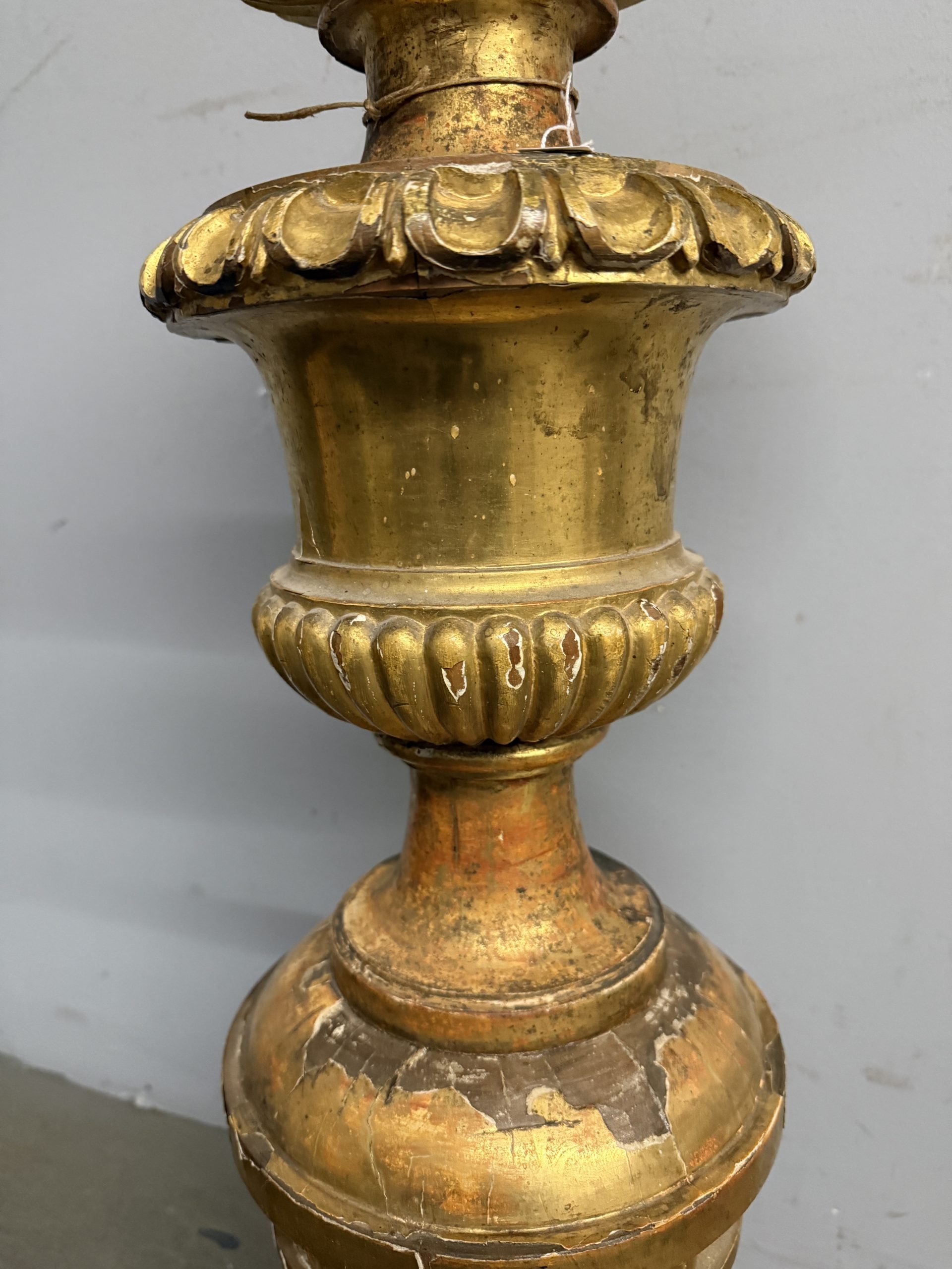 Antica base colonna dorata foglia oro impero '800, 80x37x31cm - immagine 6