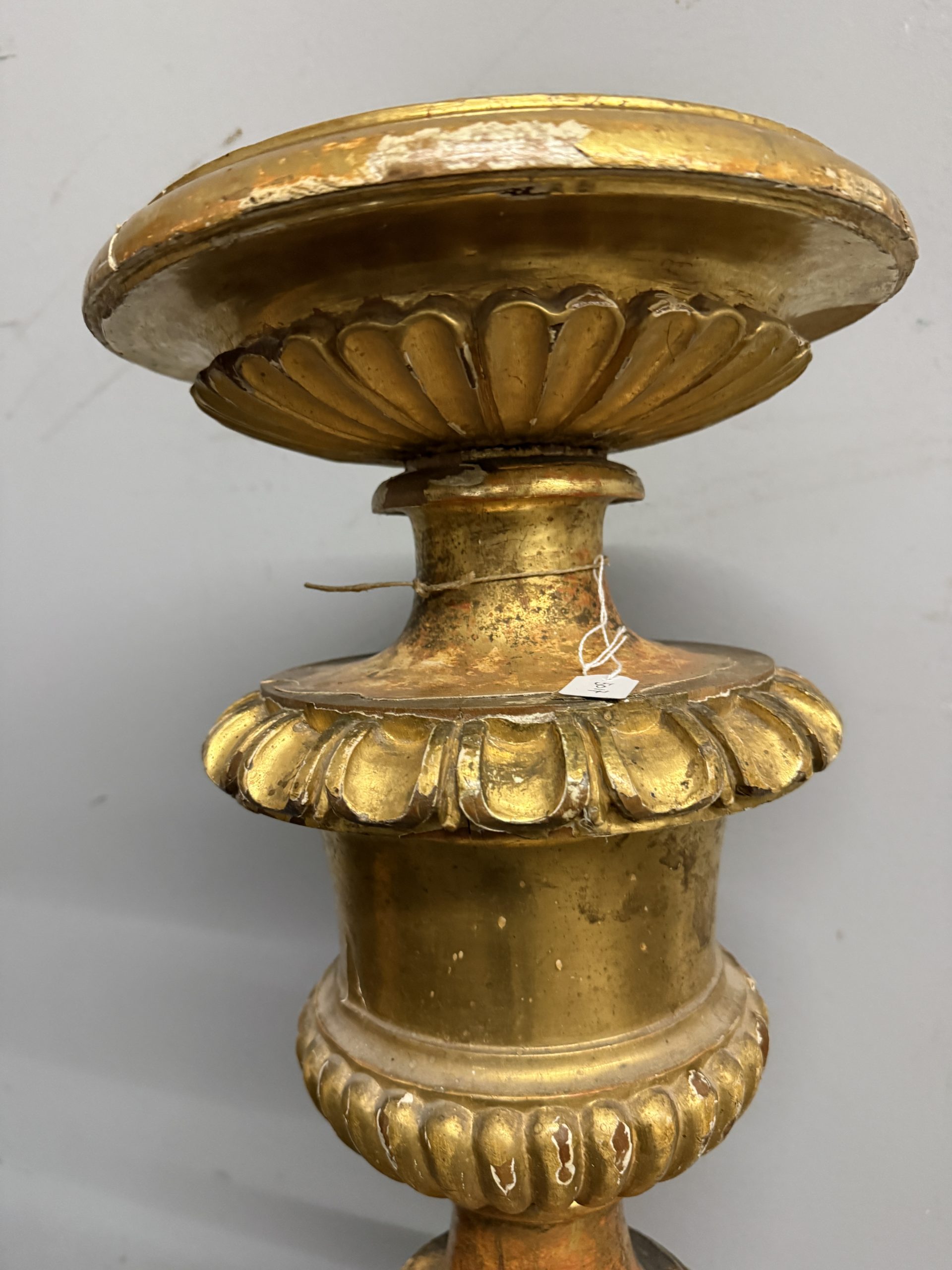 Antica base colonna dorata foglia oro impero '800, 80x37x31cm - immagine 7