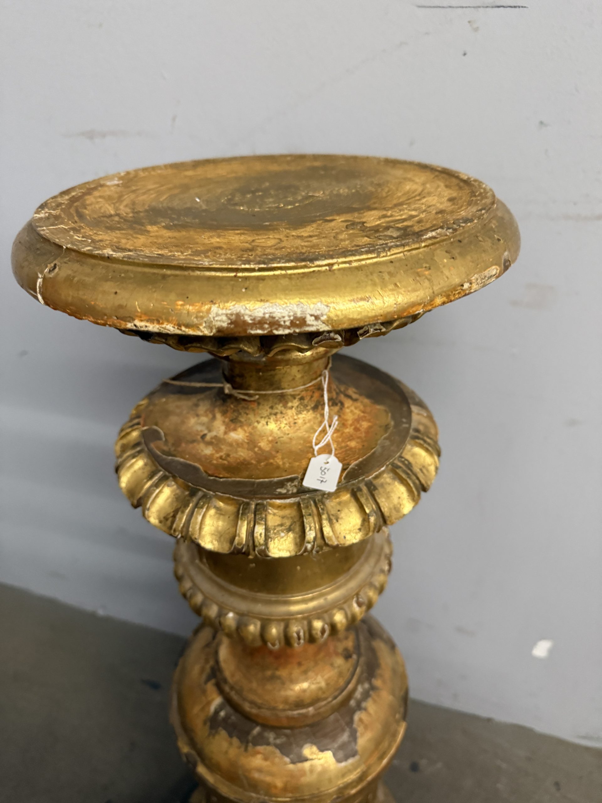Antica base colonna dorata foglia oro impero '800, 80x37x31cm - immagine 8