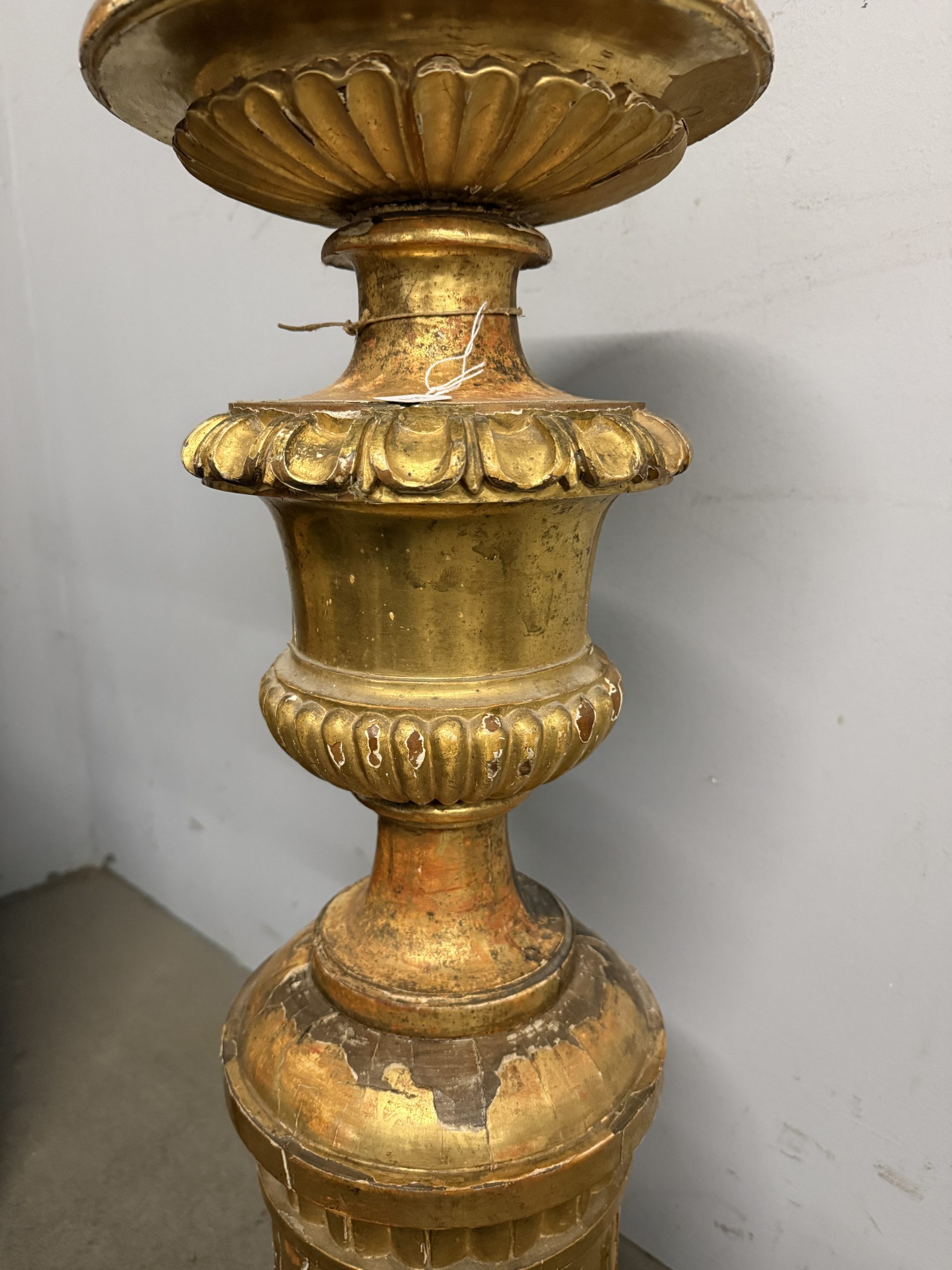 Antica base colonna dorata foglia oro impero '800, 80x37x31cm - immagine 9