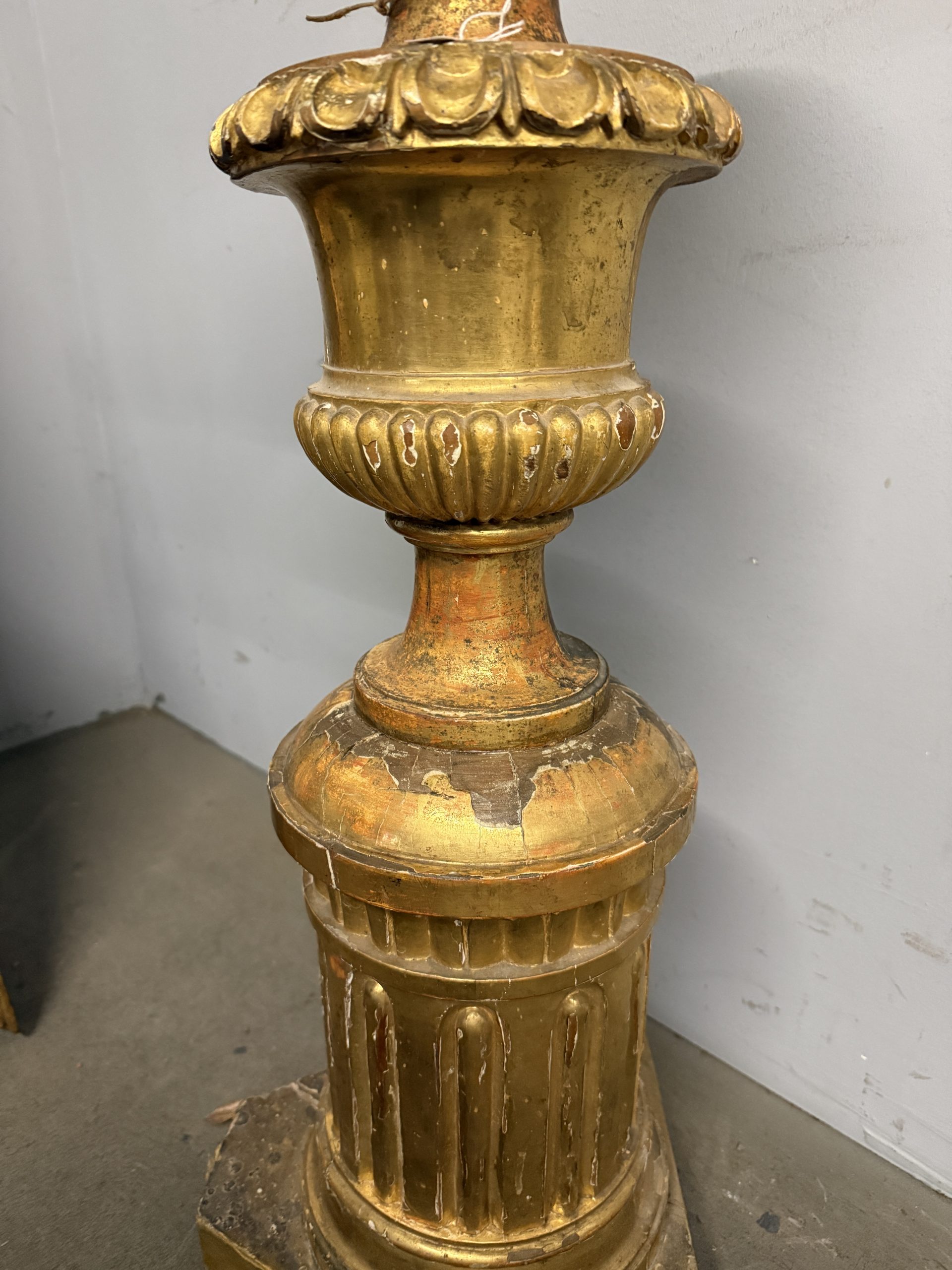 Antica base colonna dorata foglia oro impero '800, 80x37x31cm - immagine 10