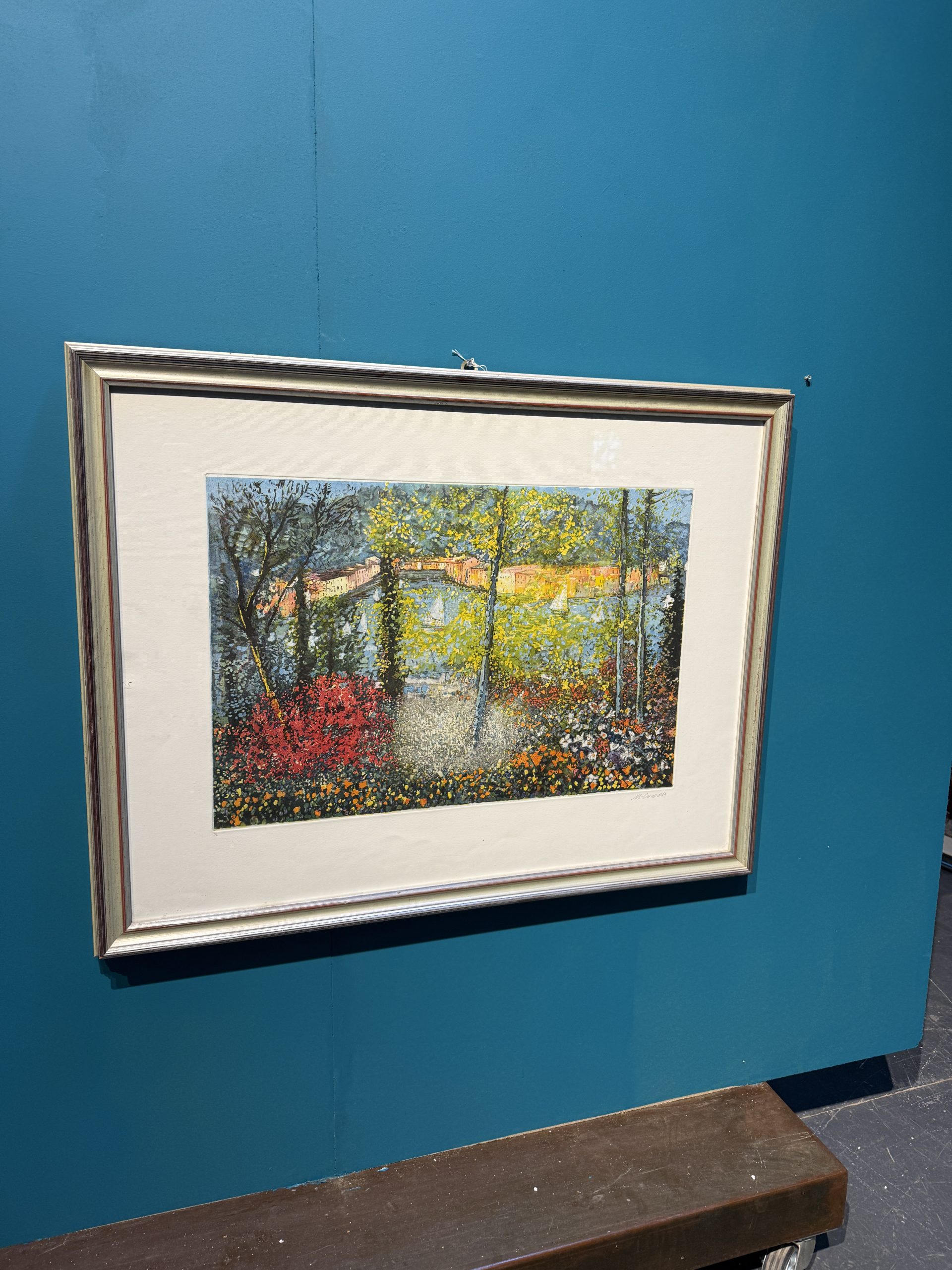 Acquaforte a colori Michele Cascella "Veduta di porto" 65x44cm - immagine 2