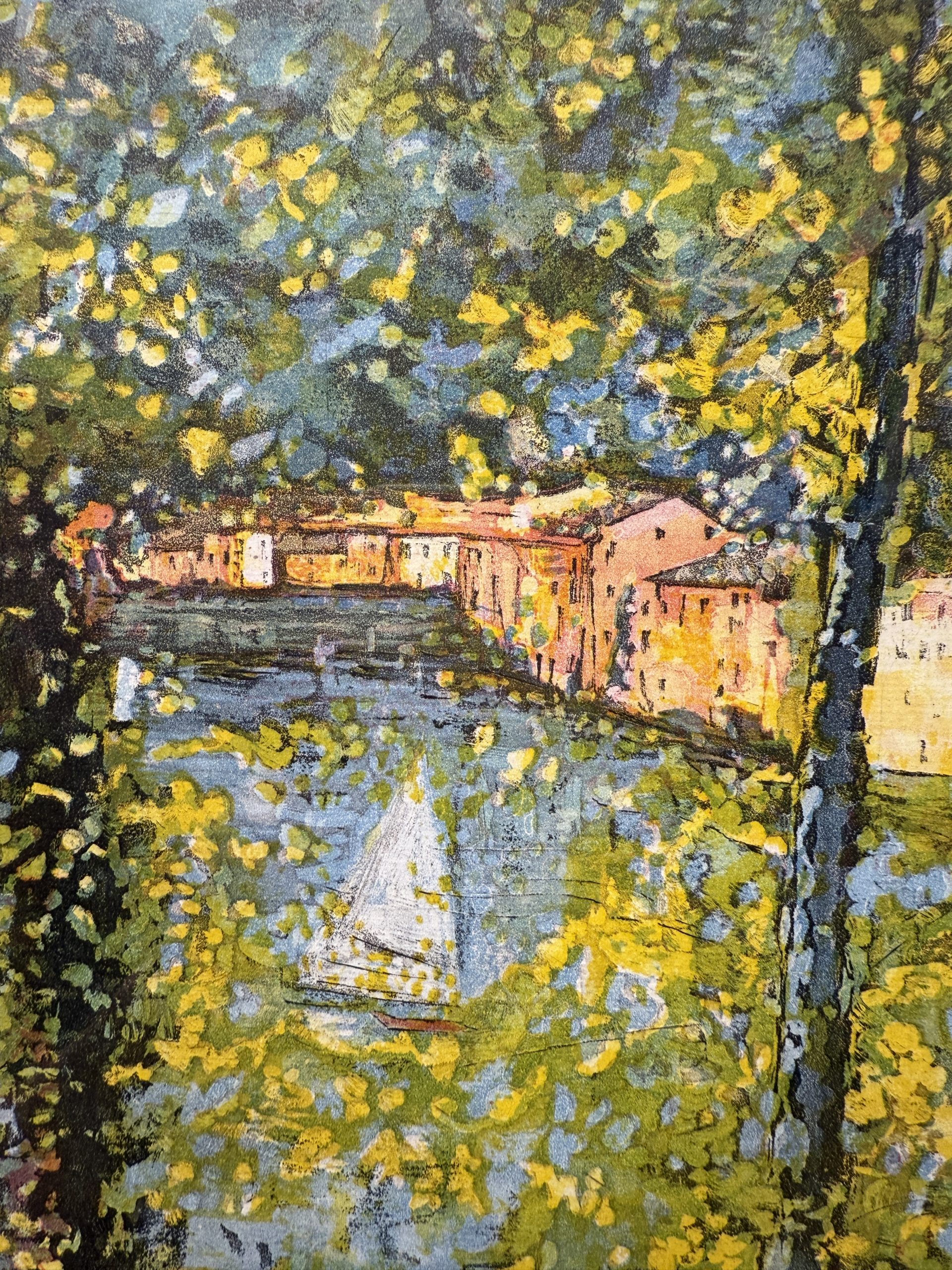 Acquaforte a colori Michele Cascella "Veduta di porto" 65x44cm - immagine 7