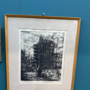 Incisione "Cantiere di periferia" di Renzo Vespignani, prova d'autore, 41,50x34cm