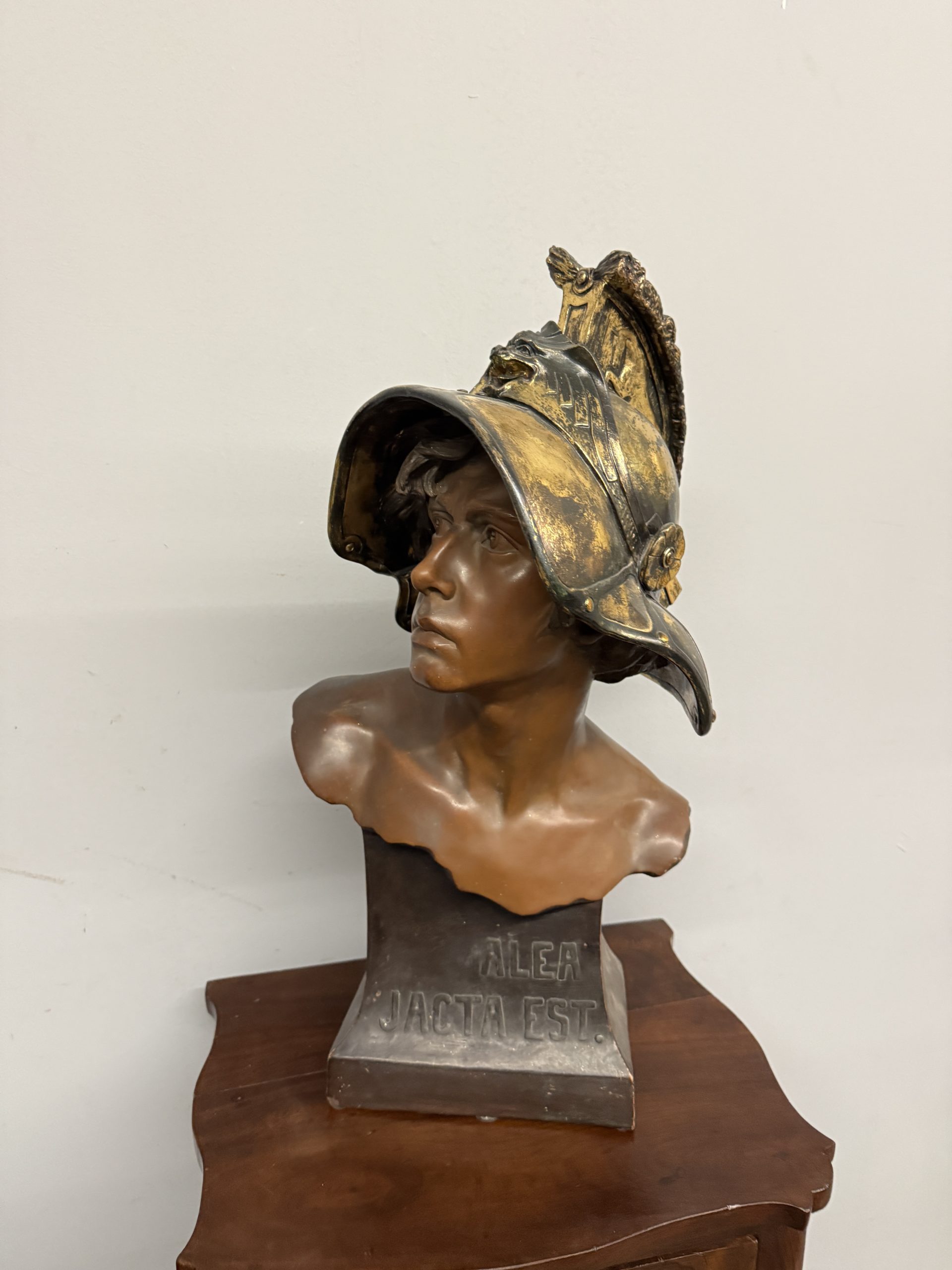 Antico busto in terracotta gladiatore romano 1920, 86x34x24cm