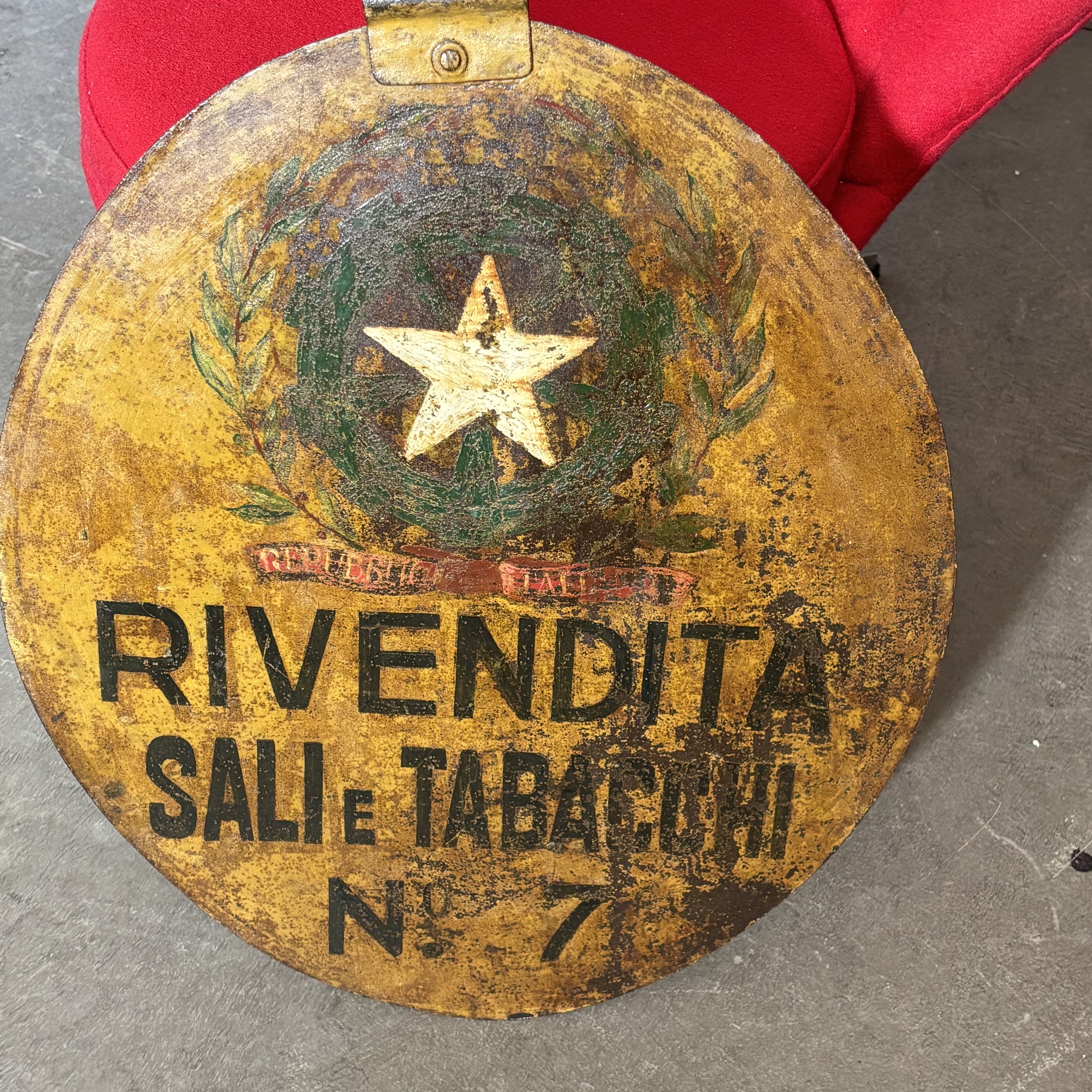 Antica insegna bifacciale in metallo Sali e Tabacchi XIX secolo . Mis 62 x 52 - immagine 2