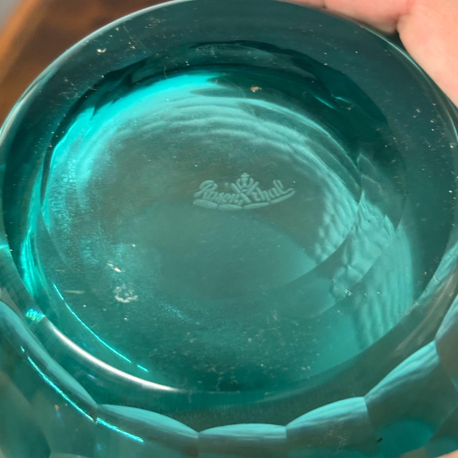 Vaso Rosenthal in vetro verde/azzurro sfaccettato, anni'70, 36x18cm - immagine 8