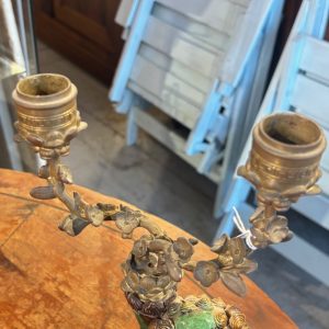 Alternative view of Antichi Candelabri Cani di Fo’ in maiolica e Bronzo epoca XIX se. Francia Mis H 33
