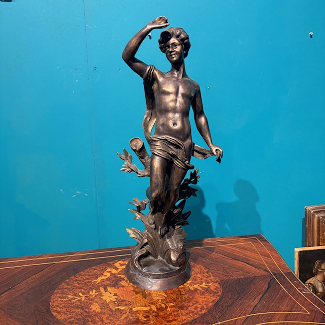 Antica scultura in Bronzo “ Apollo “ Moreau Francia XIX sec . Altezza cm 60 - immagine 3