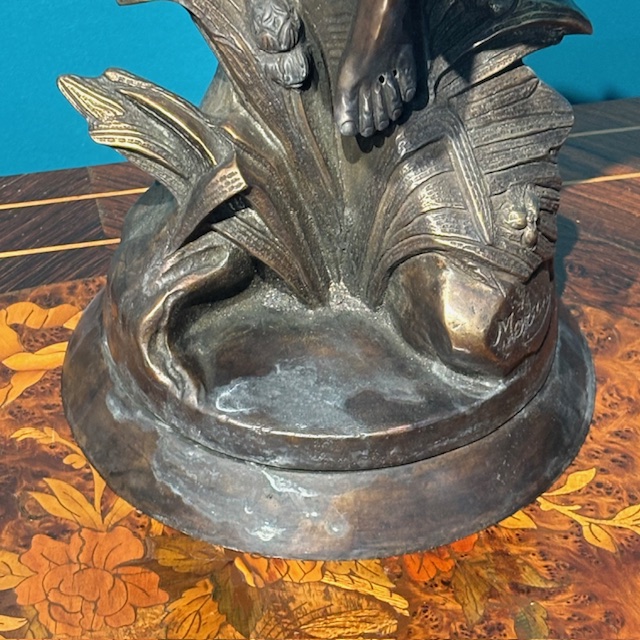 Antica scultura in Bronzo “ Apollo “ Moreau Francia XIX sec . Altezza cm 60 - immagine 6