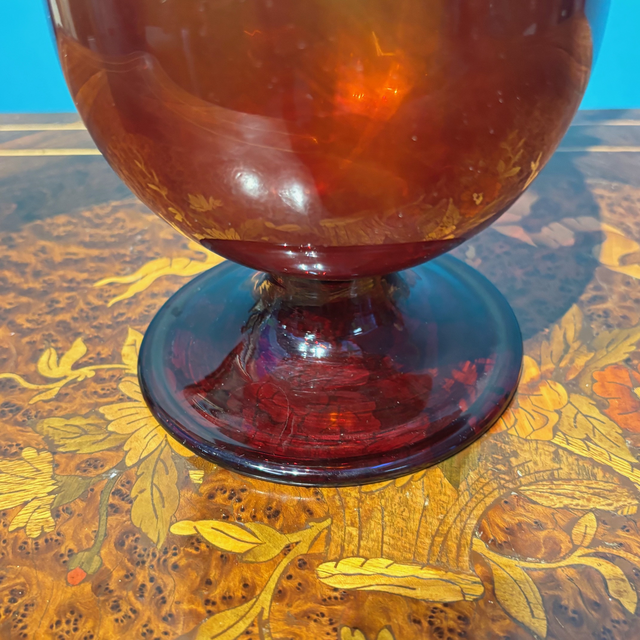 Antico vaso Murano anni 20 Rosso rubino, manifattura Vittorio Zecchin per Cappellin . H 32 - immagine 4