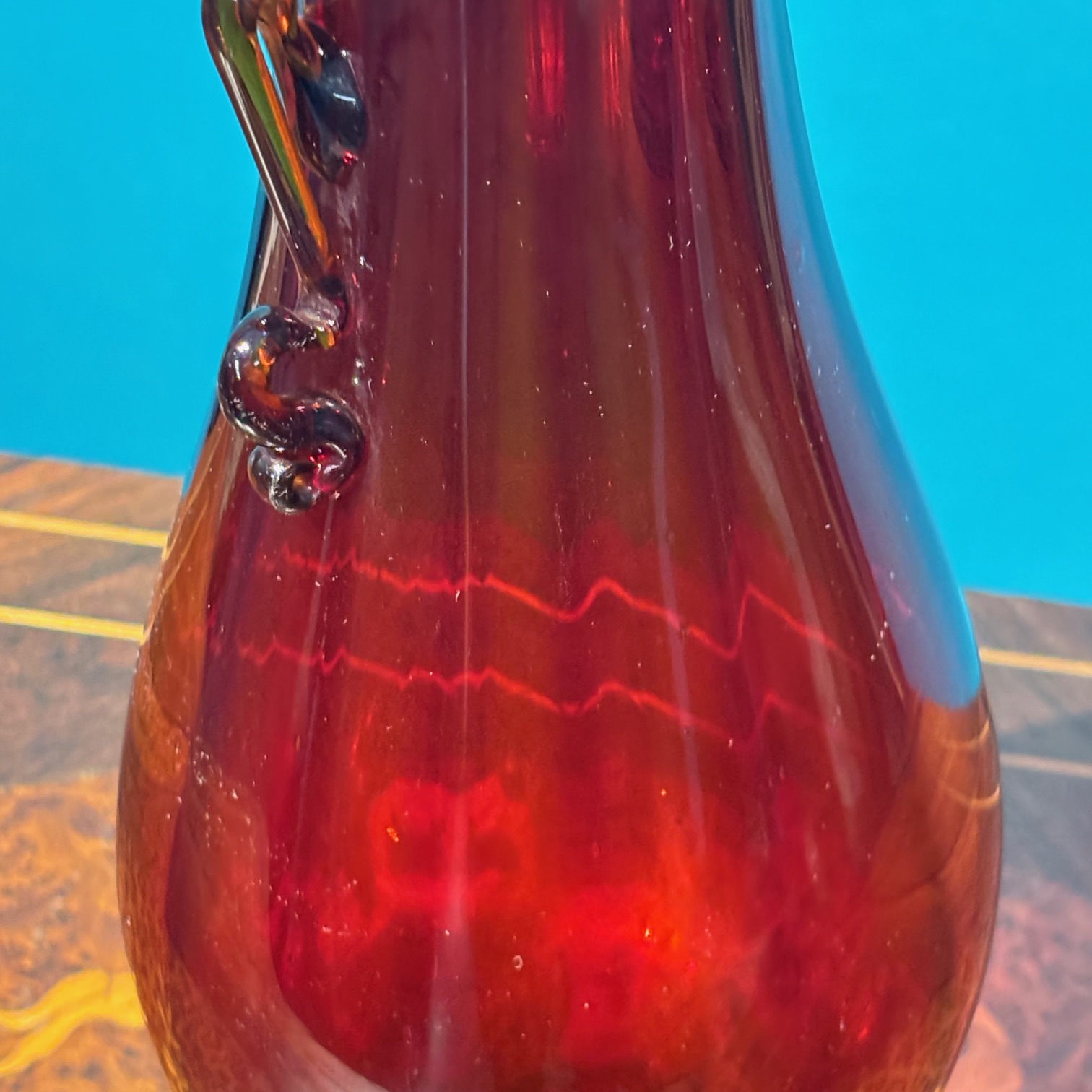 Antico vaso Murano anni 20 Rosso rubino, manifattura Vittorio Zecchin per Cappellin . H 32 - immagine 6