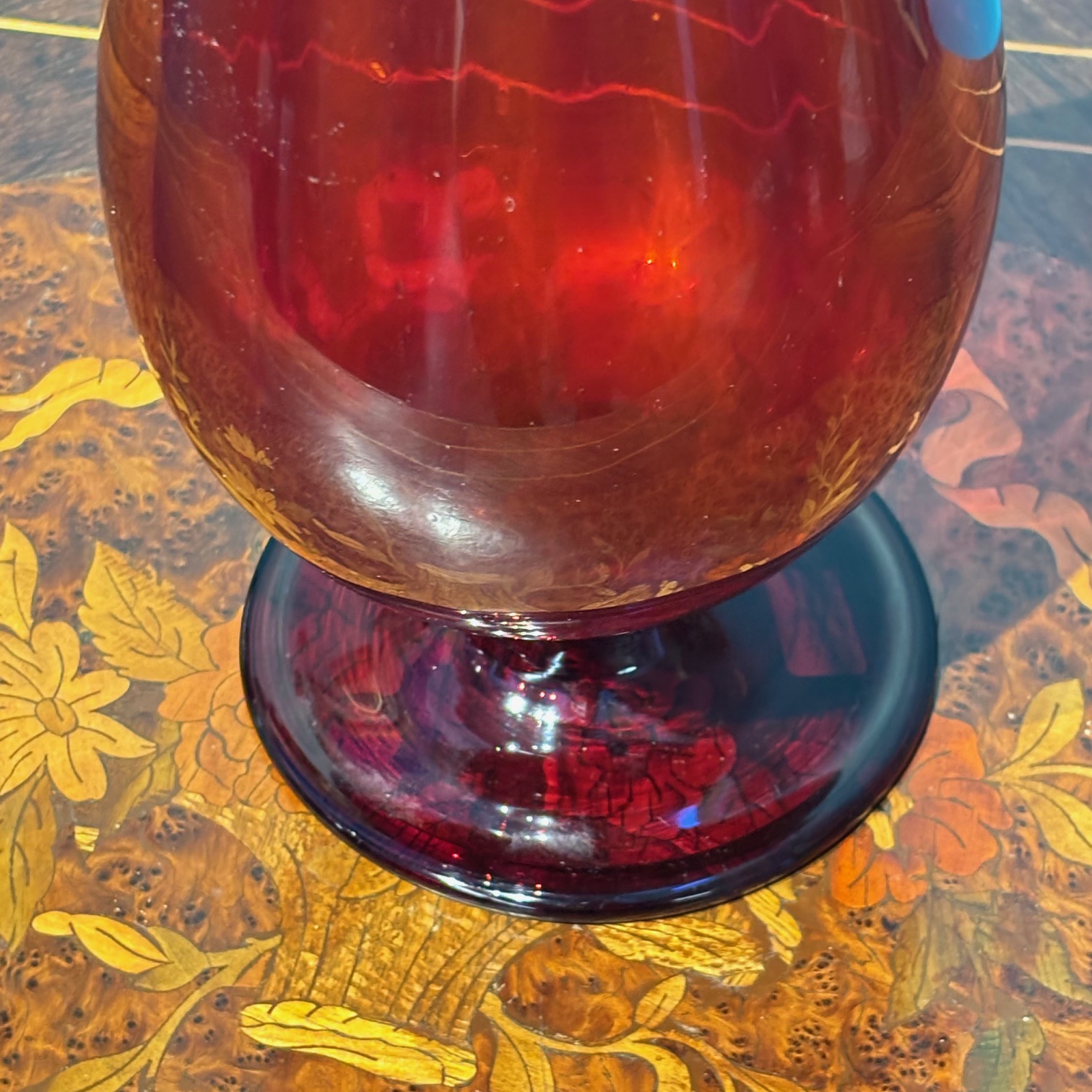 Antico vaso Murano anni 20 Rosso rubino, manifattura Vittorio Zecchin per Cappellin . H 32 - immagine 7