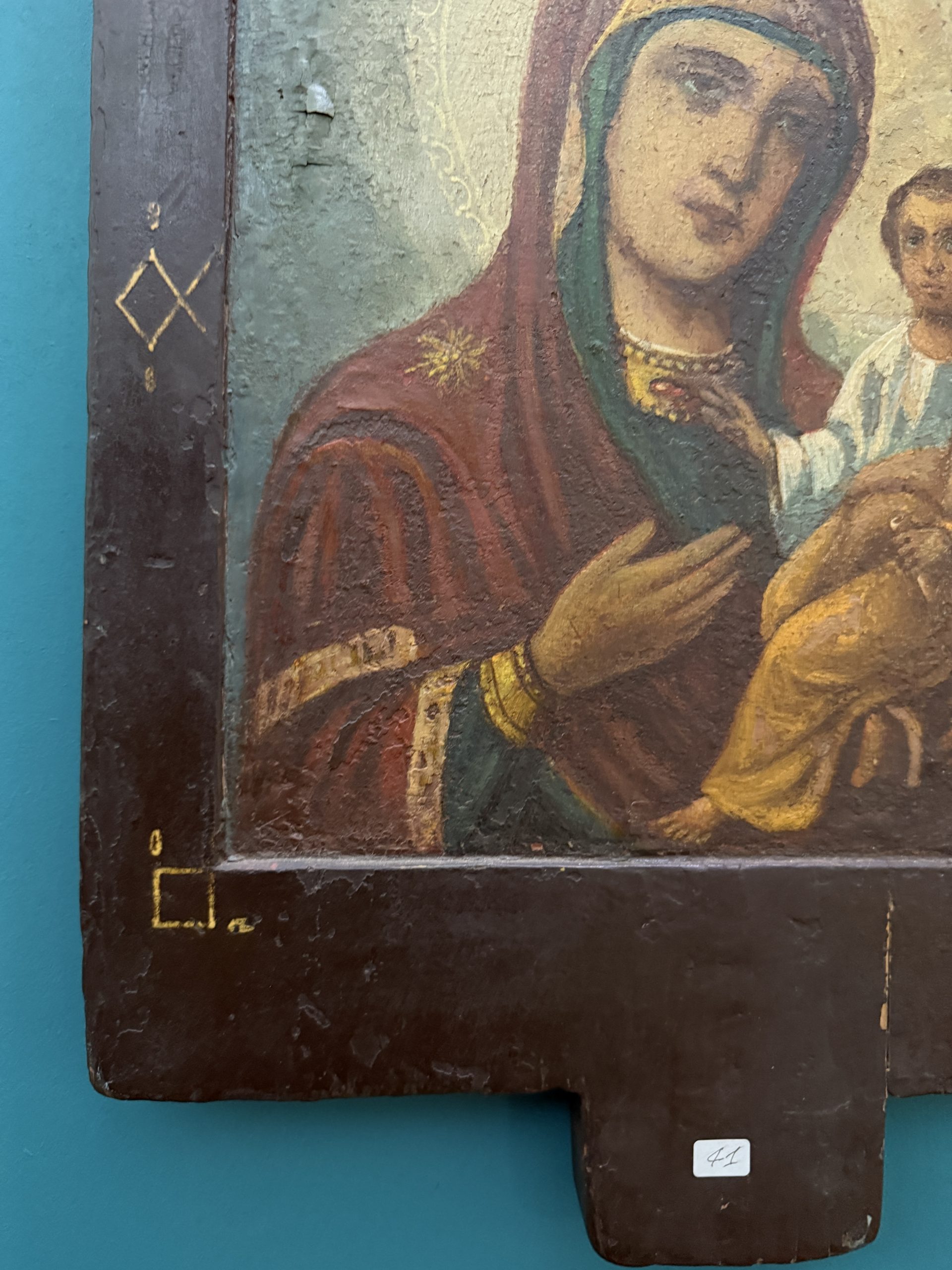 Antica rara icona bifacciale ortodossa, XVIII sec, 52x37cm - immagine 7