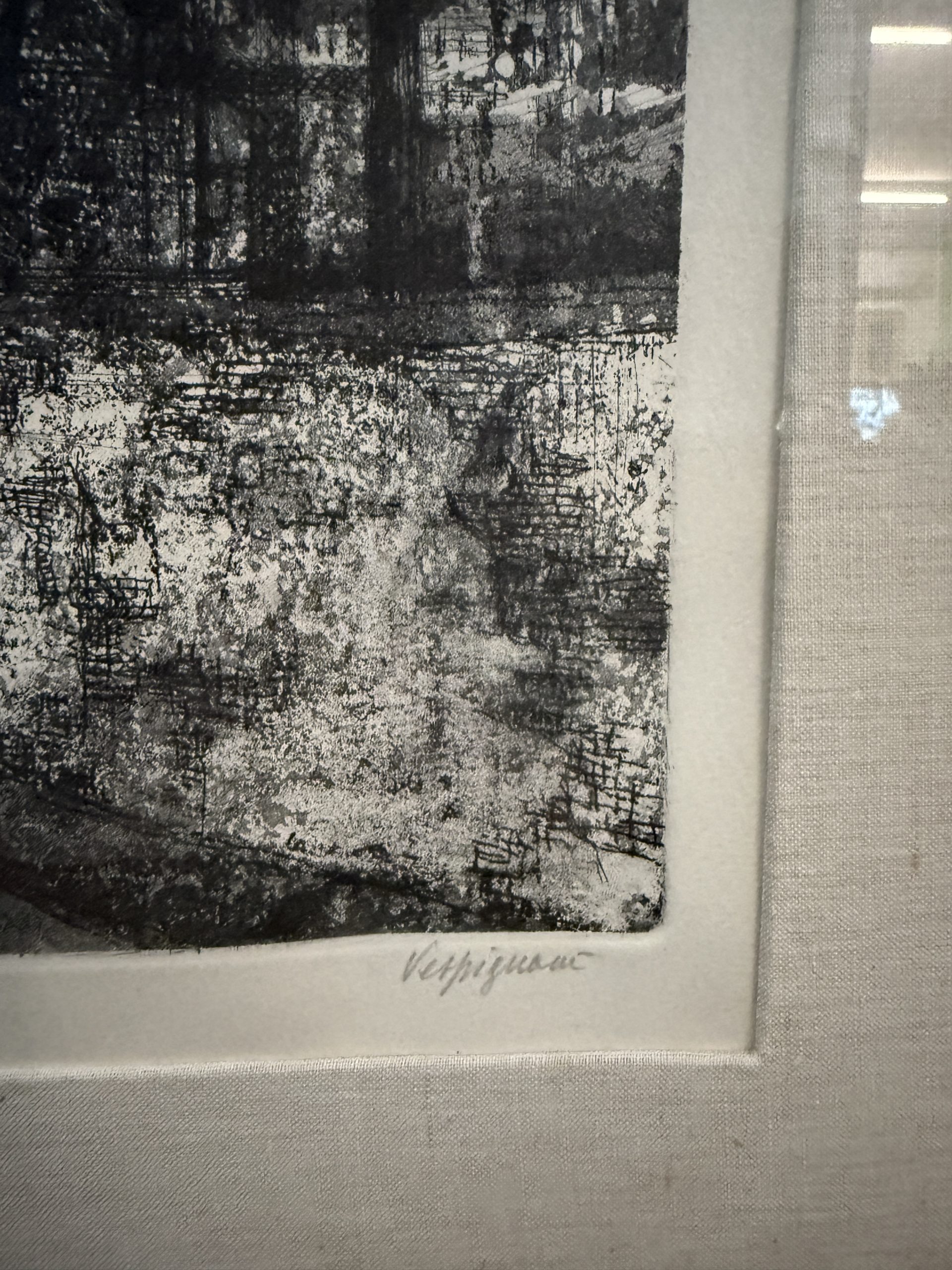 Incisione "Cantiere di periferia" di Renzo Vespignani, prova d'autore, 41,50x34cm - immagine 5