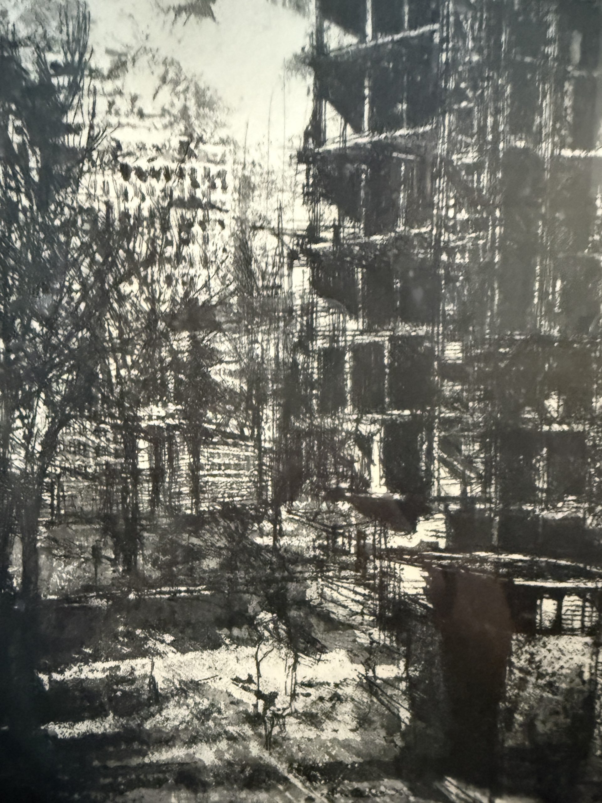 Incisione "Cantiere di periferia" di Renzo Vespignani, prova d'autore, 41,50x34cm - immagine 7