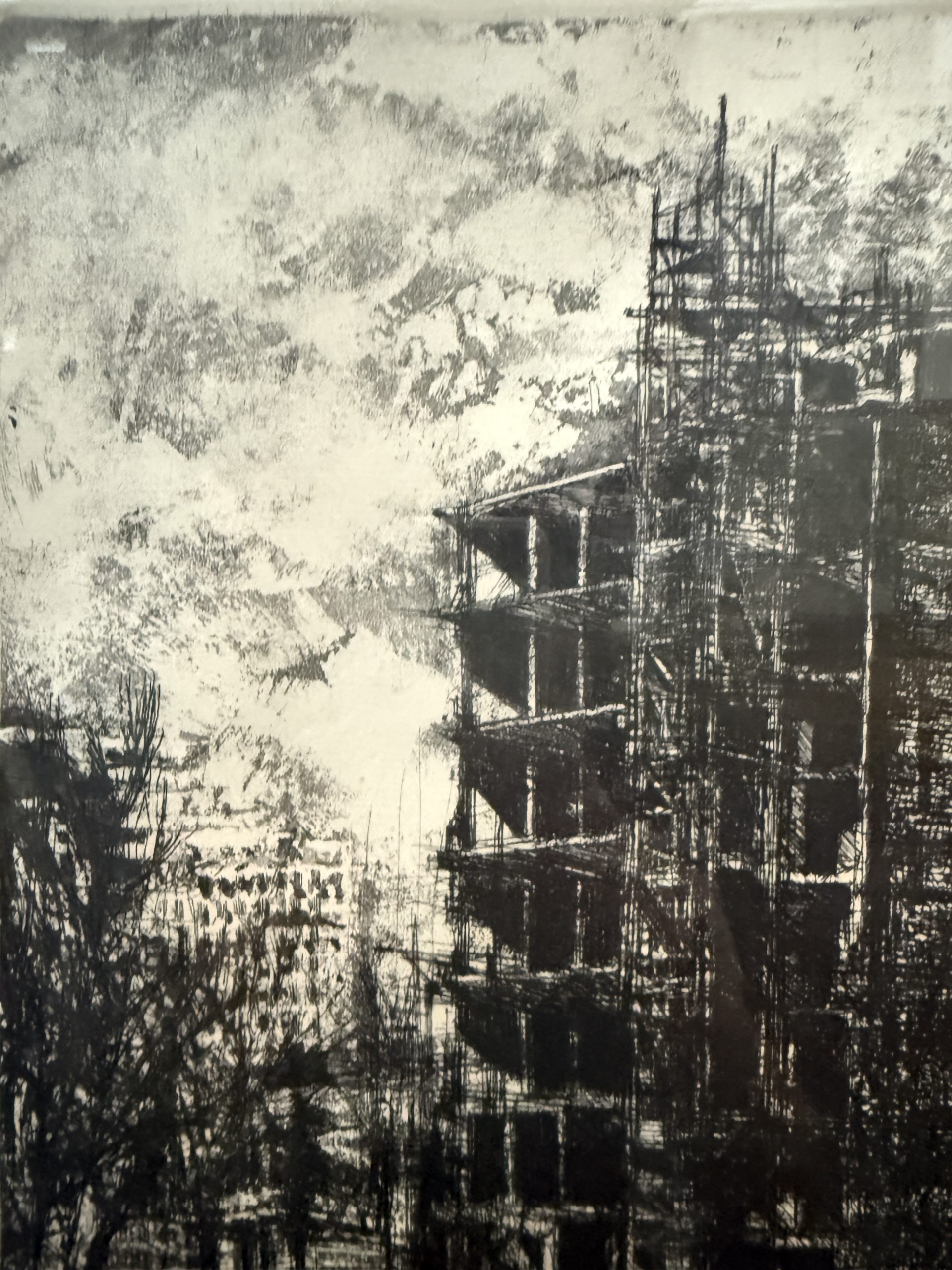 Incisione "Cantiere di periferia" di Renzo Vespignani, prova d'autore, 41,50x34cm - immagine 8