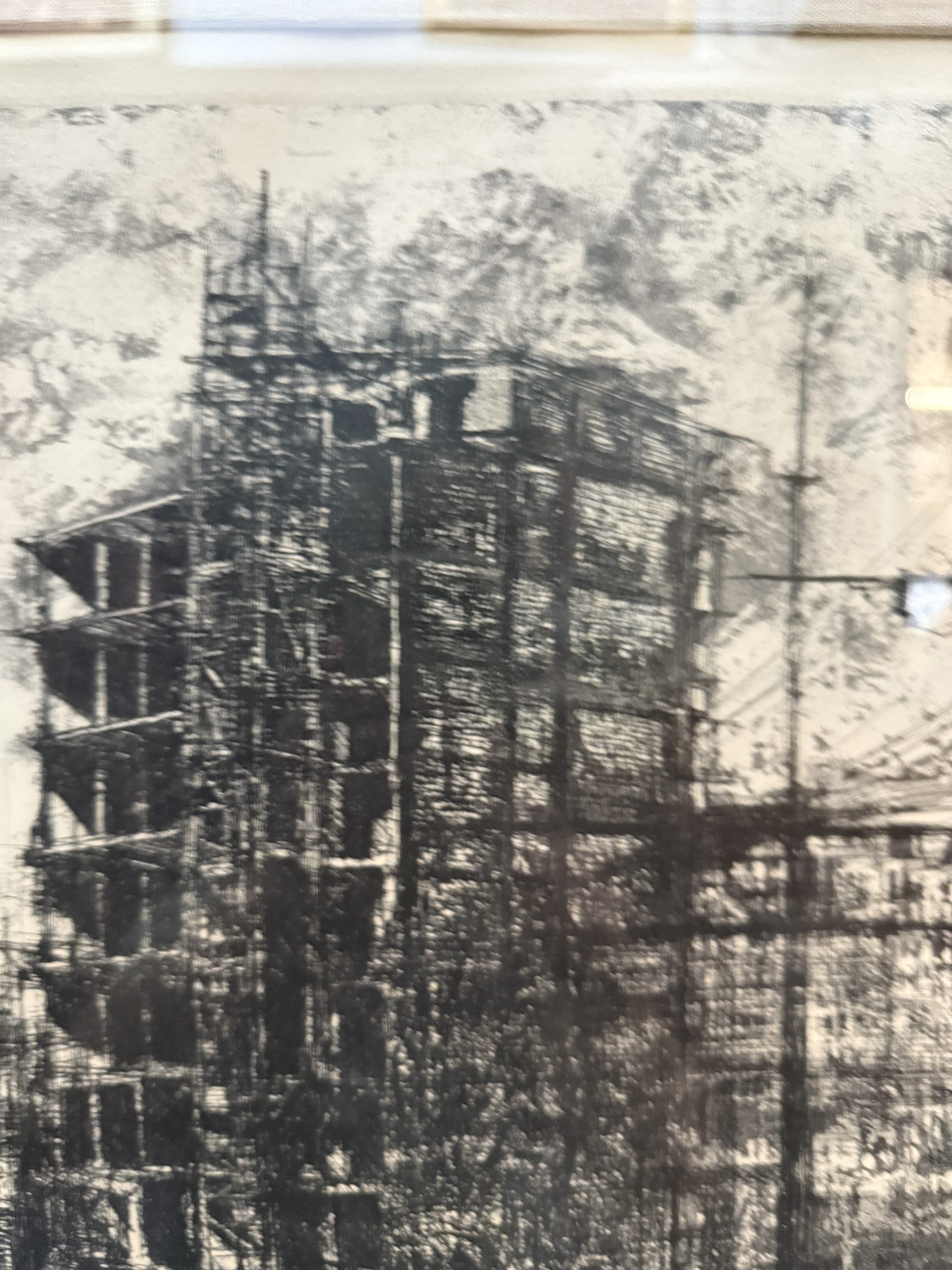 Incisione "Cantiere di periferia" di Renzo Vespignani, prova d'autore, 41,50x34cm - immagine 9