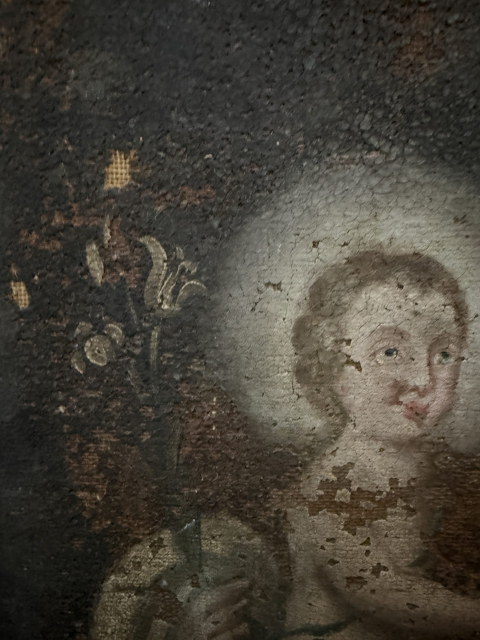 Antico dipinto ad olio del XVIII sec, S. Antonio da Padova e Bambino, 64x51cm - immagine 4