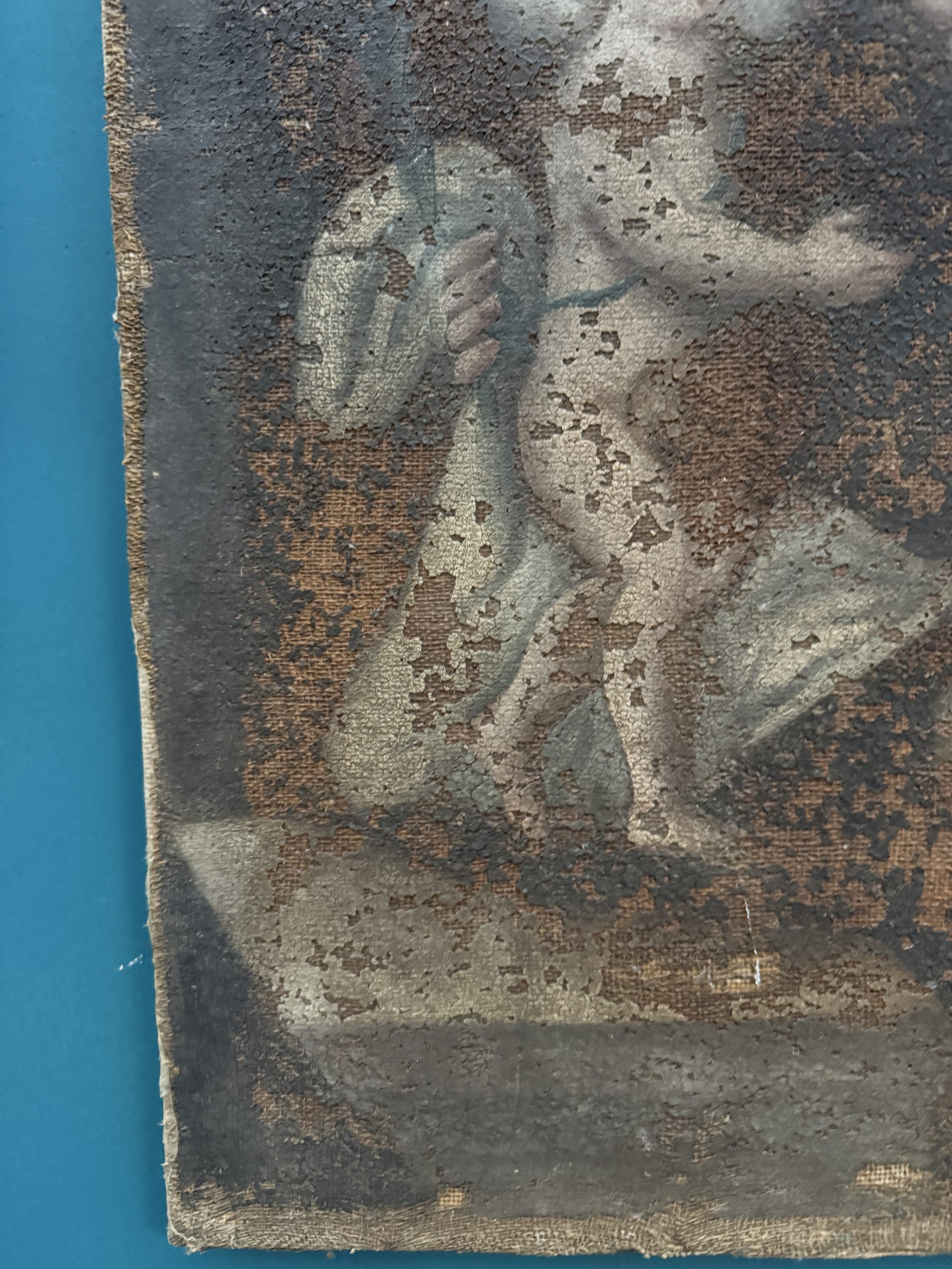 Antico dipinto ad olio del XVIII sec, S. Antonio da Padova e Bambino, 64x51cm - immagine 9