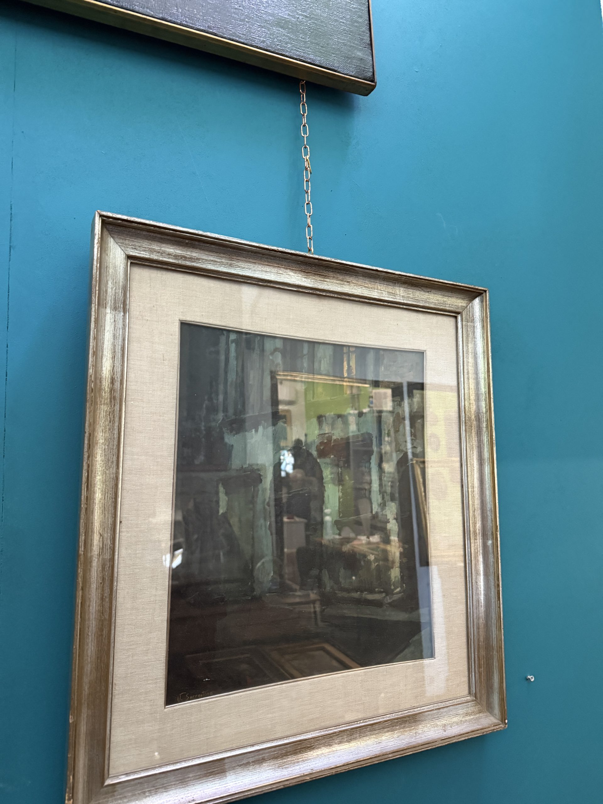 Dipinto olio su tavola raffigurante palazzi antichi, V. Sorrentino, 42x35cm - immagine 2