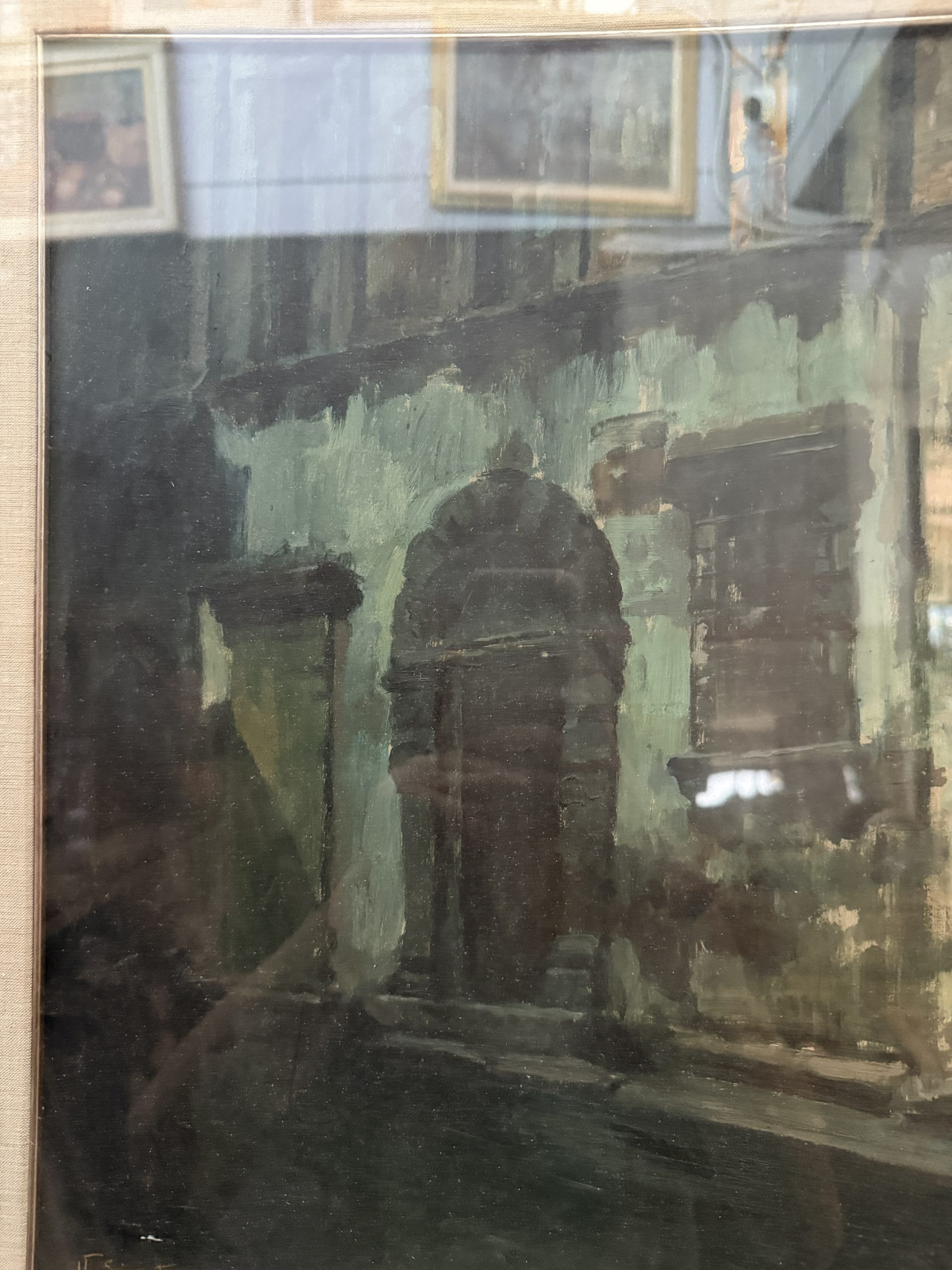 Dipinto olio su tavola raffigurante palazzi antichi, V. Sorrentino, 42x35cm - immagine 3