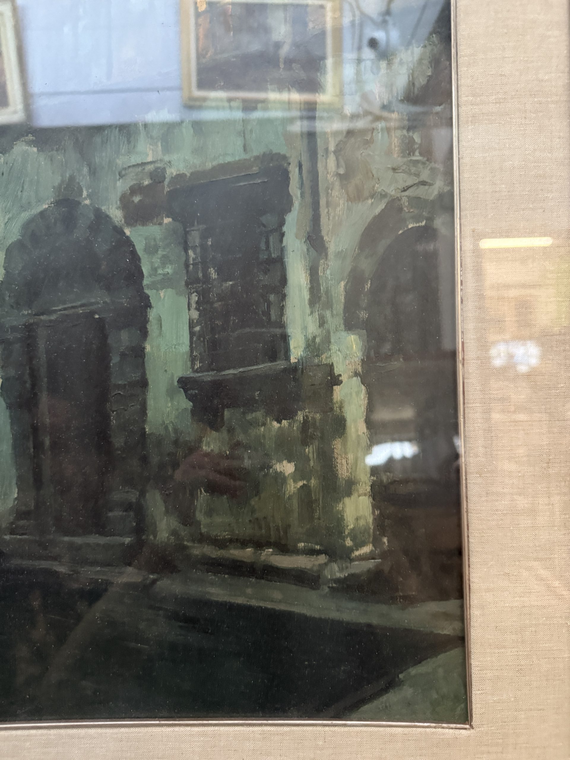 Dipinto olio su tavola raffigurante palazzi antichi, V. Sorrentino, 42x35cm - immagine 4