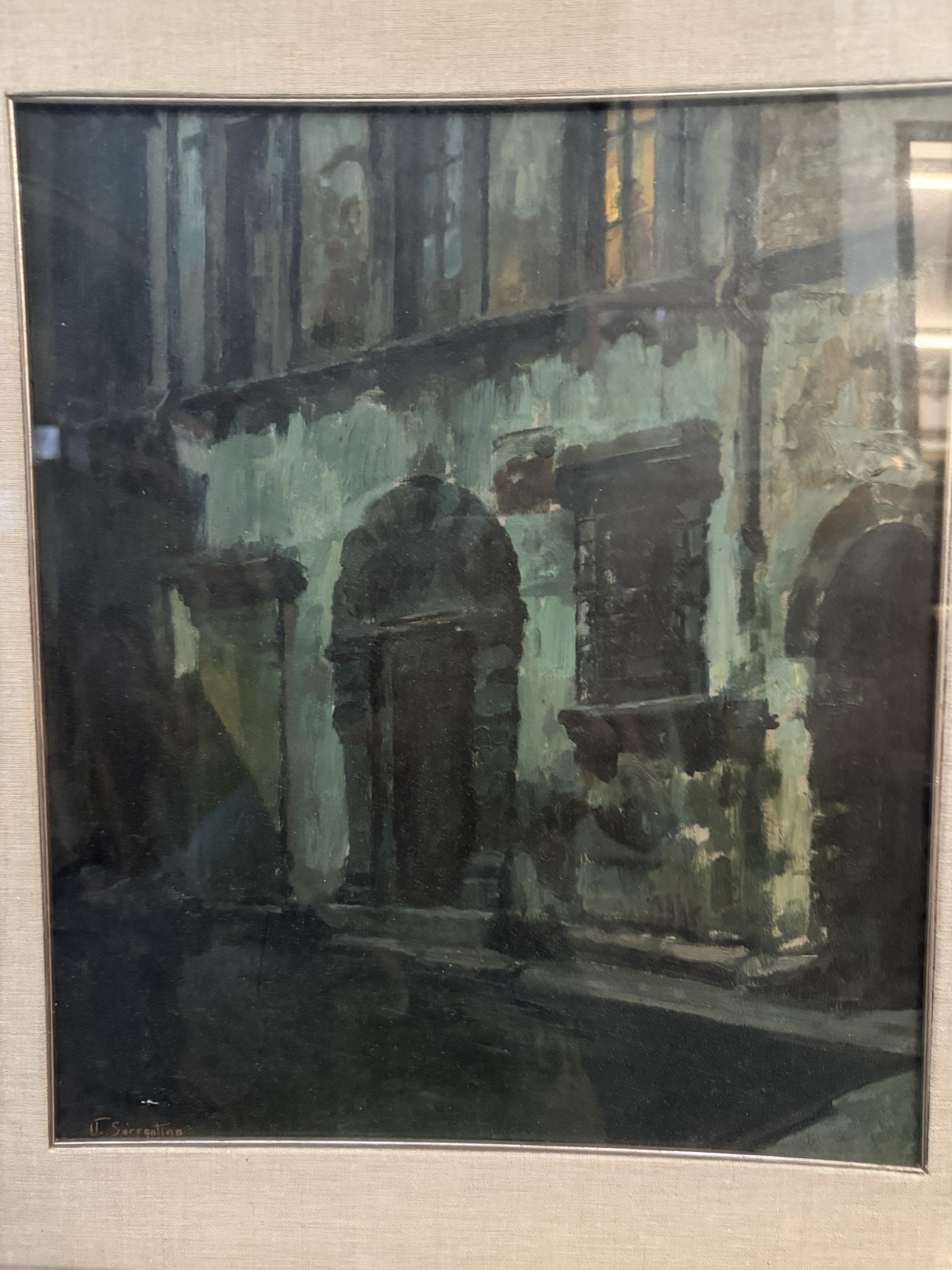 Dipinto olio su tavola raffigurante palazzi antichi, V. Sorrentino, 42x35cm - immagine 6