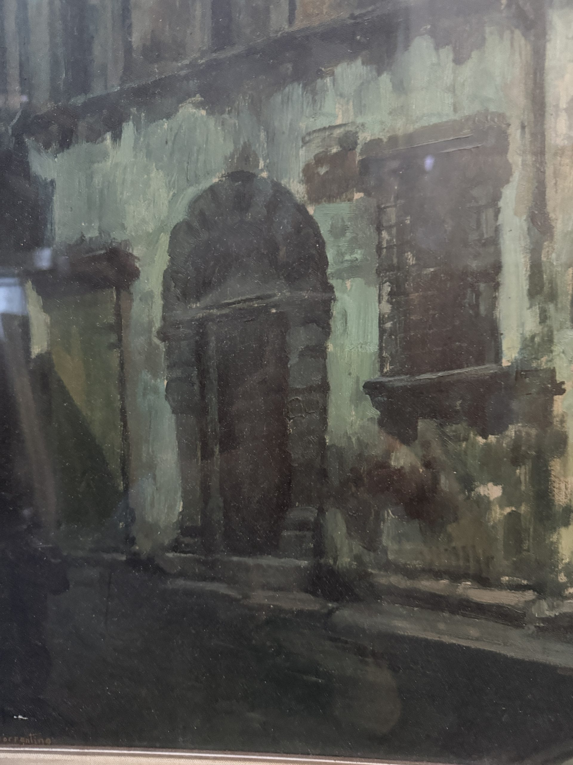 Dipinto olio su tavola raffigurante palazzi antichi, V. Sorrentino, 42x35cm - immagine 7