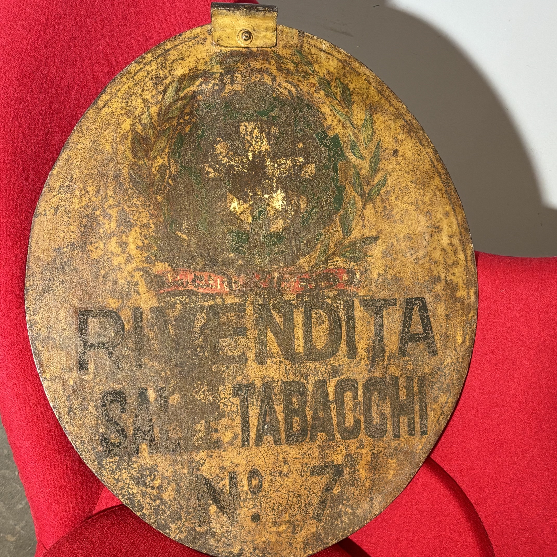 Antica insegna bifacciale in metallo Sali e Tabacchi XIX secolo . Mis 62 x 52 - immagine 8