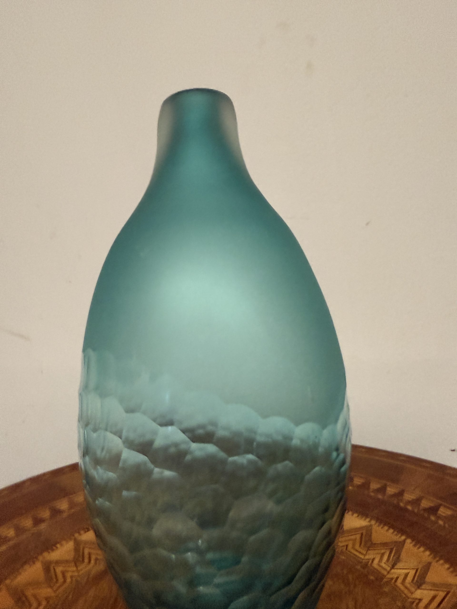 Vaso Rosenthal in vetro verde/azzurro sfaccettato, anni'70, 36x18cm - immagine 5