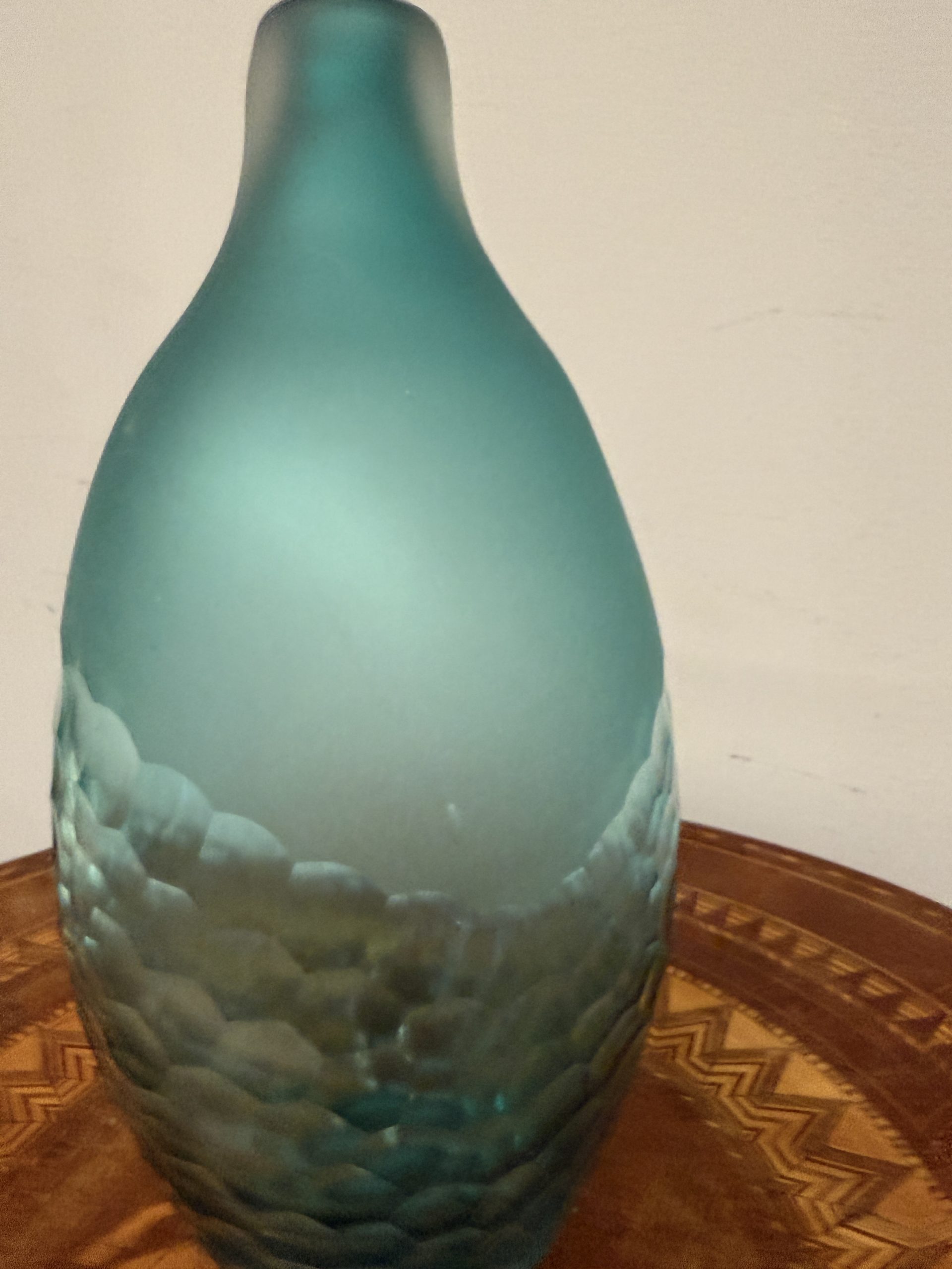 Vaso Rosenthal in vetro verde/azzurro sfaccettato, anni'70, 36x18cm - immagine 4