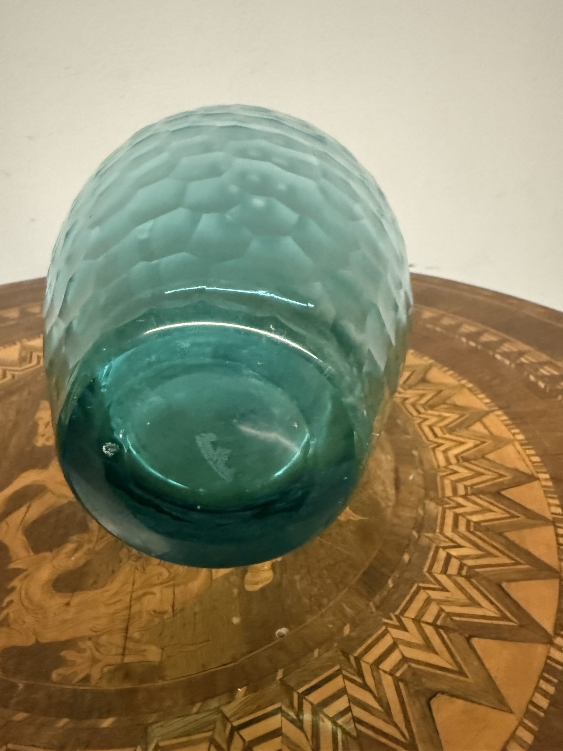 Vaso Rosenthal in vetro verde/azzurro sfaccettato, anni'70, 36x18cm - immagine 2