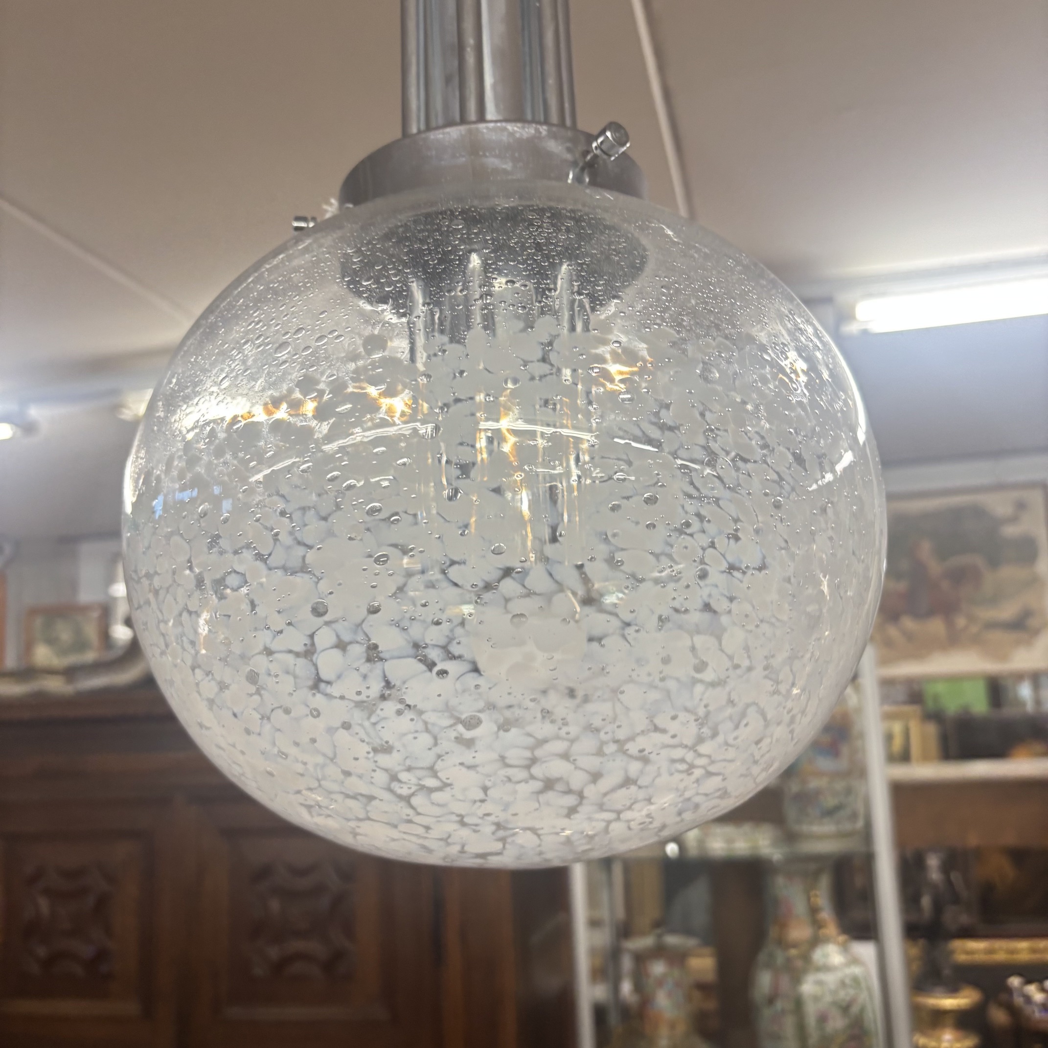 Lampadario chandelier Murano anni 70 Carlo Nason x Mazzega . h 95 diametro cm 27 - immagine 3