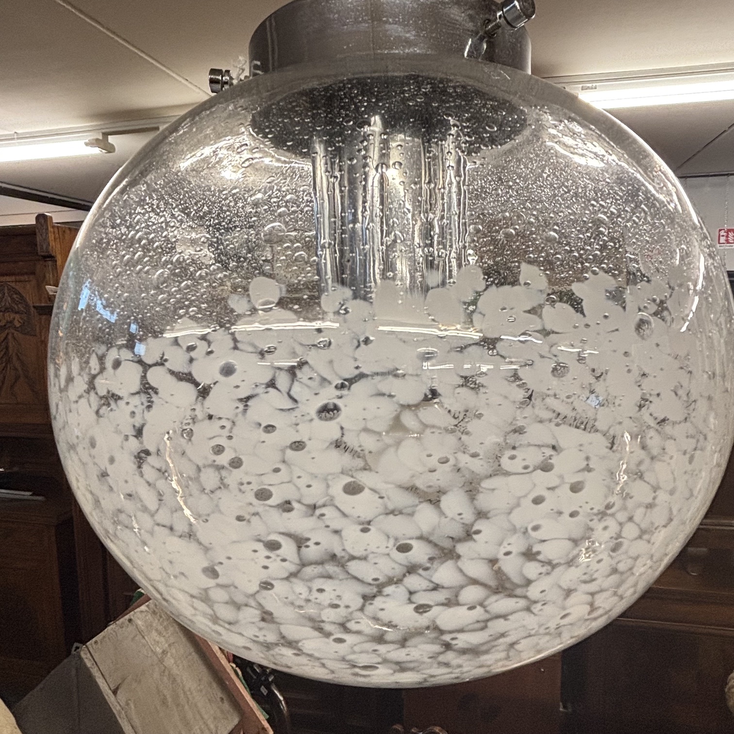 Lampadario chandelier Murano anni 70 Carlo Nason x Mazzega . h 95 diametro cm 27 - immagine 5