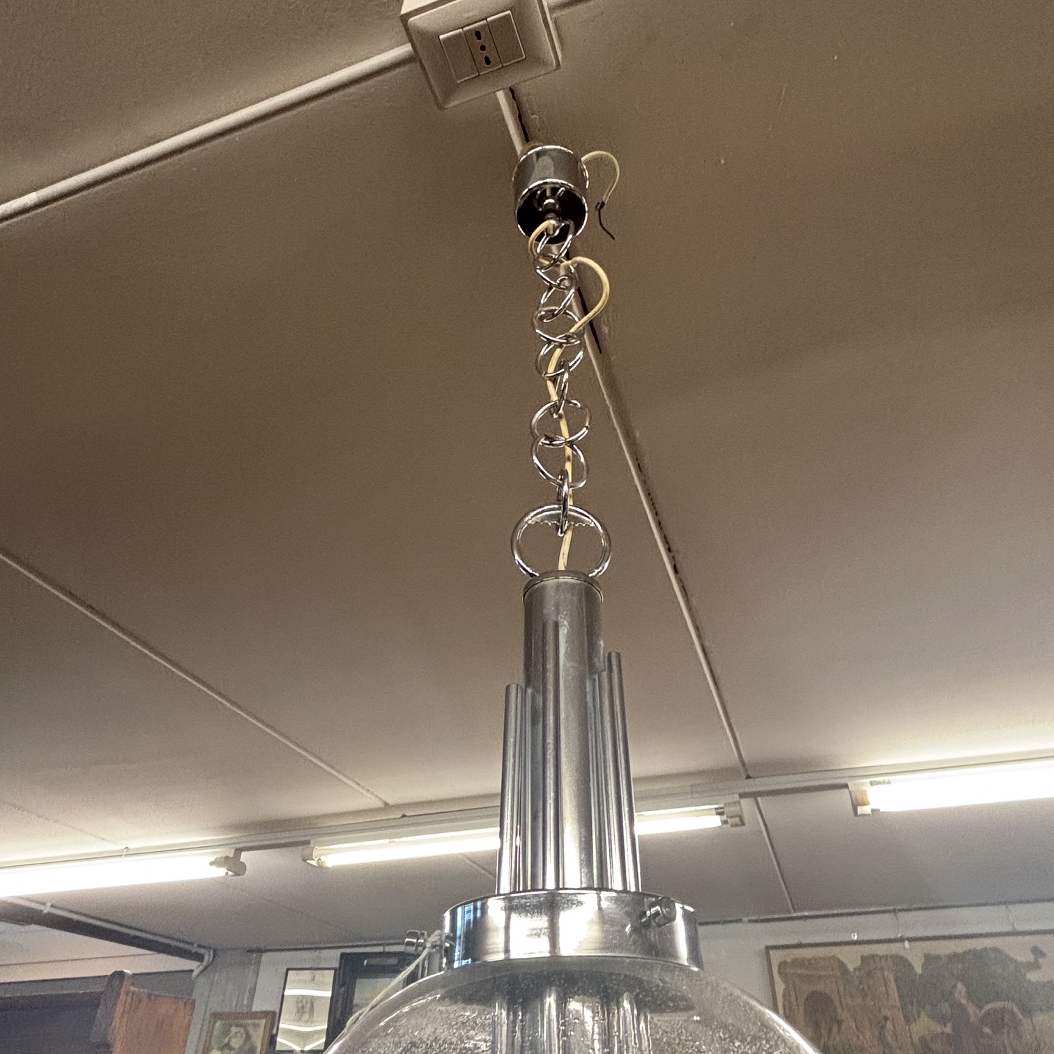 Lampadario chandelier Murano anni 70 Carlo Nason x Mazzega . h 95 diametro cm 27 - immagine 6