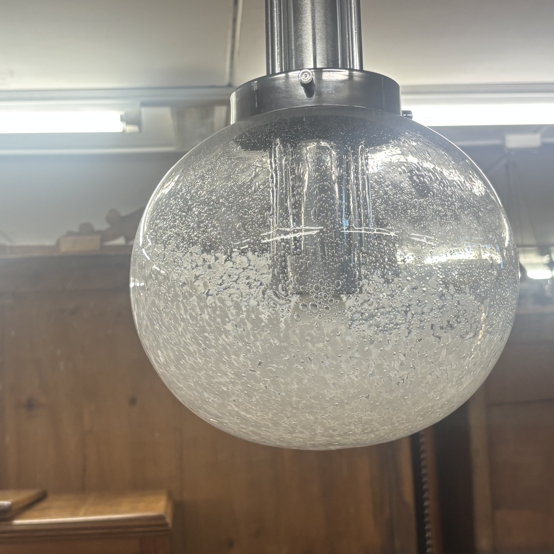 Lampadario chandelier Murano anni 70 Carlo Nason x Mazzega . h 95 diametro cm 27 - immagine 8
