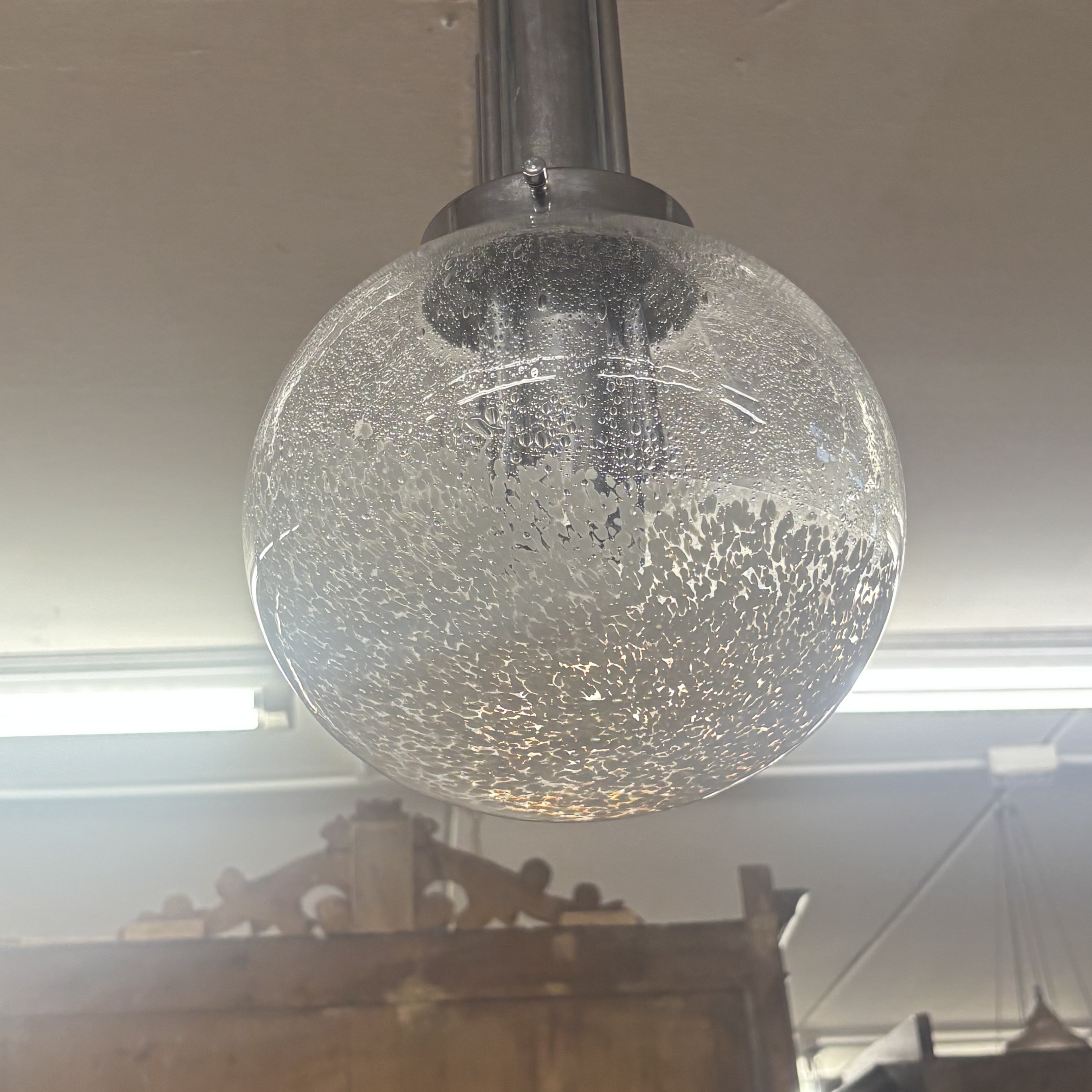 Lampadario chandelier Murano anni 70 Carlo Nason x Mazzega . h 95 diametro cm 27 - immagine 9