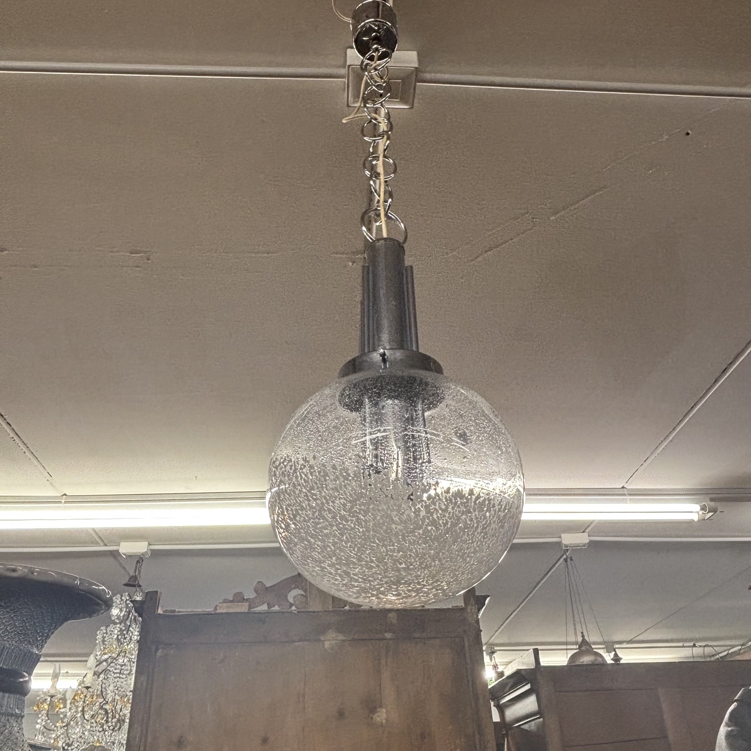 Lampadario chandelier Murano anni 70 Carlo Nason x Mazzega . h 95 diametro cm 27 - immagine 10
