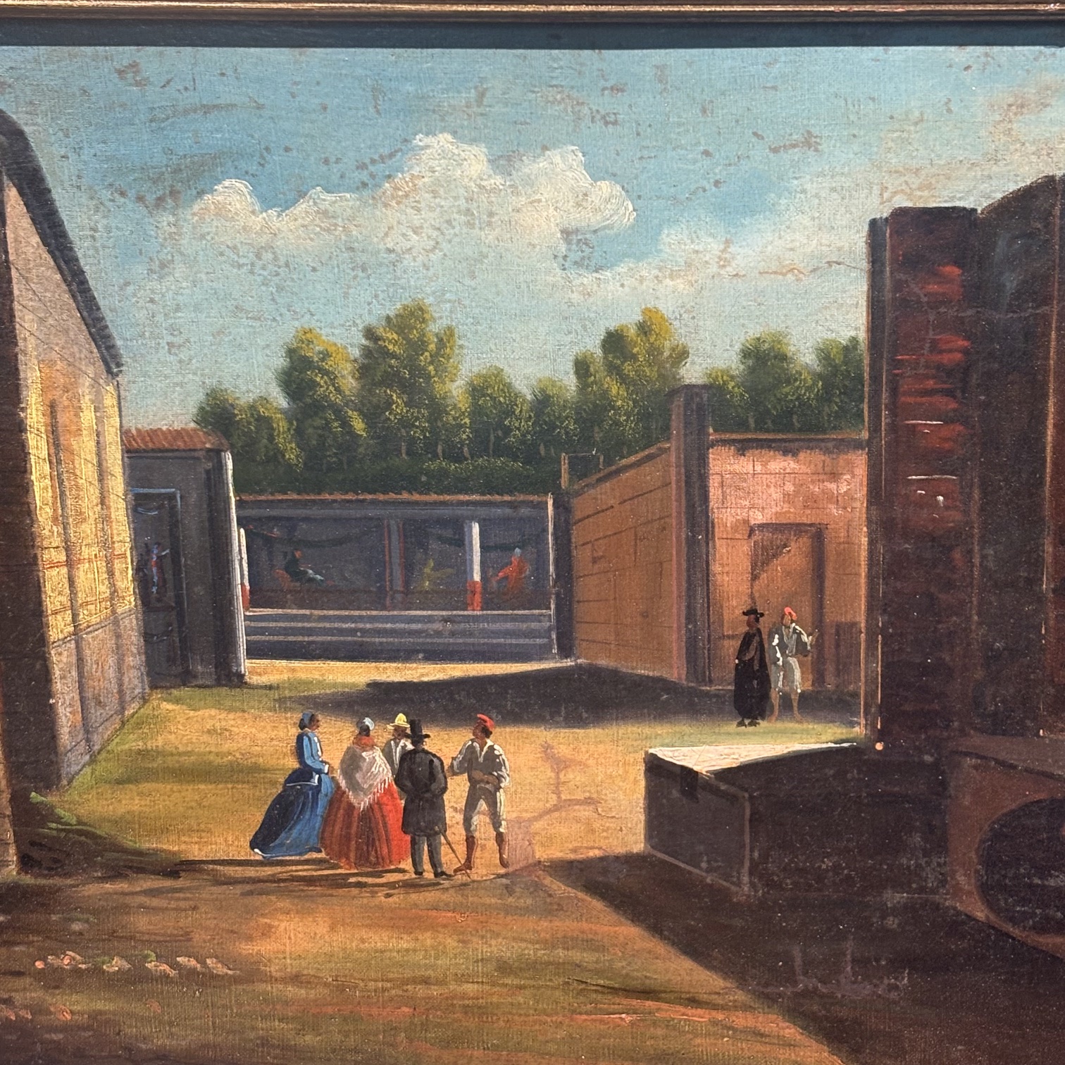 Antico Dipinto olio su tela scavi di Pompei epoca XVIII scuola Napoletana . MIS 56 X 35 - immagine 3