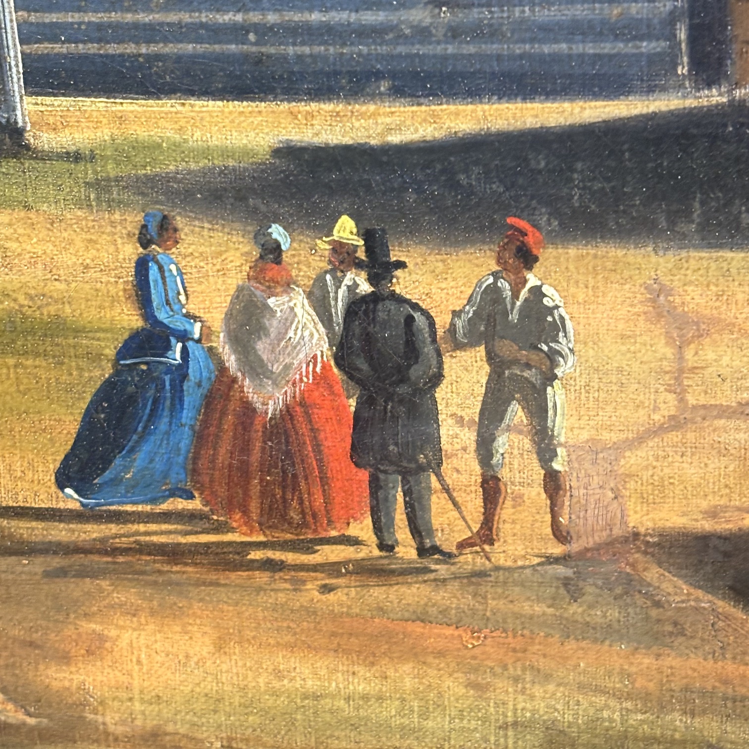 Antico Dipinto olio su tela scavi di Pompei epoca XVIII scuola Napoletana . MIS 56 X 35 - immagine 5