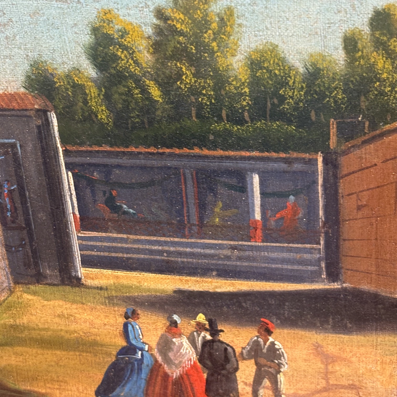 Antico Dipinto olio su tela scavi di Pompei epoca XVIII scuola Napoletana . MIS 56 X 35 - immagine 7