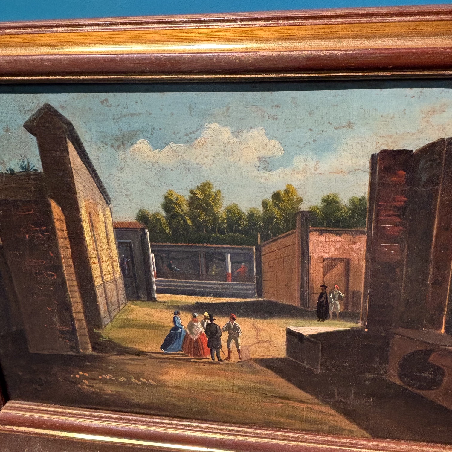 Antico Dipinto olio su tela scavi di Pompei epoca XVIII scuola Napoletana . MIS 56 X 35 - immagine 10