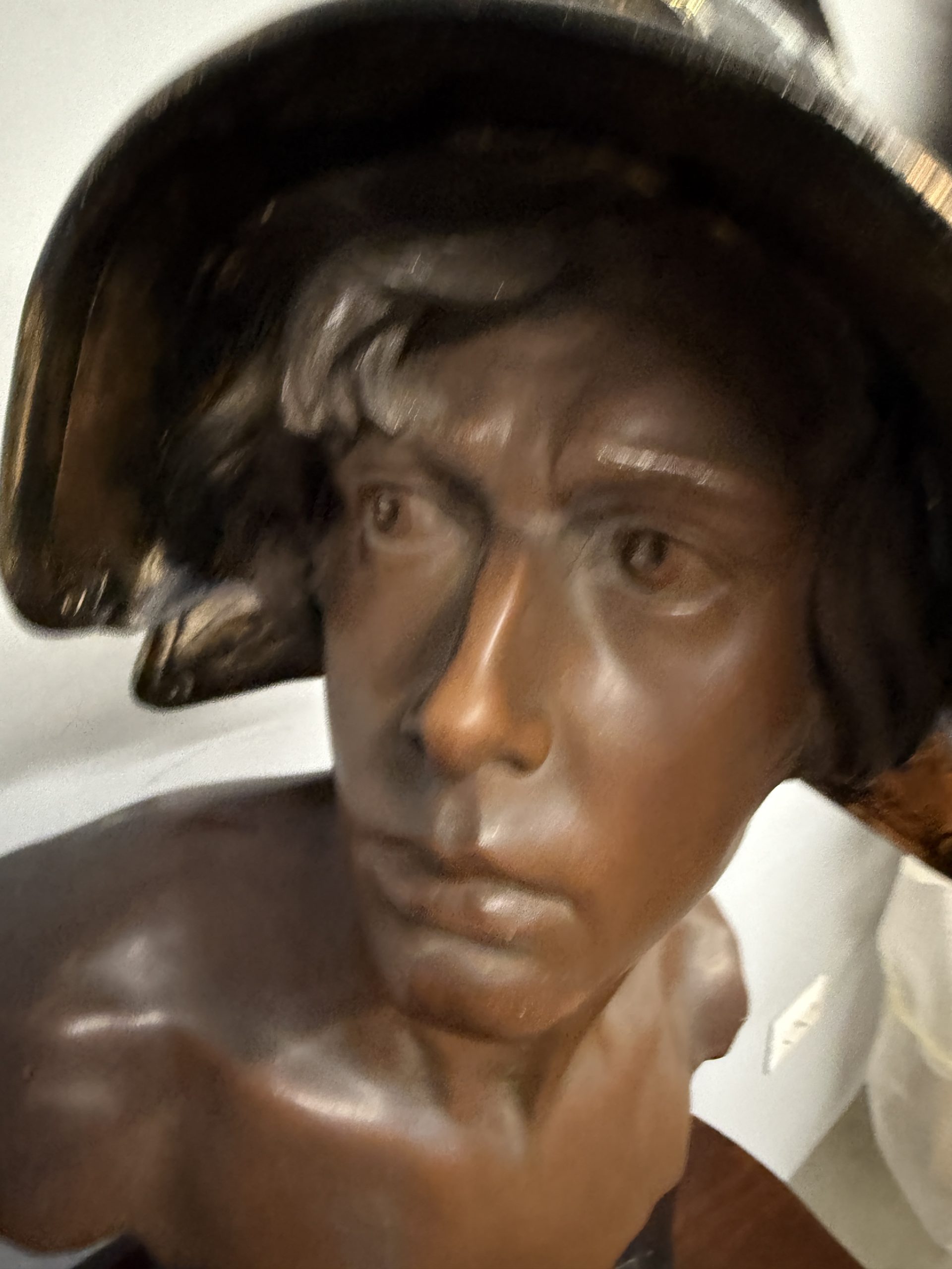Antico busto in terracotta gladiatore romano 1920, 86x34x24cm - immagine 3